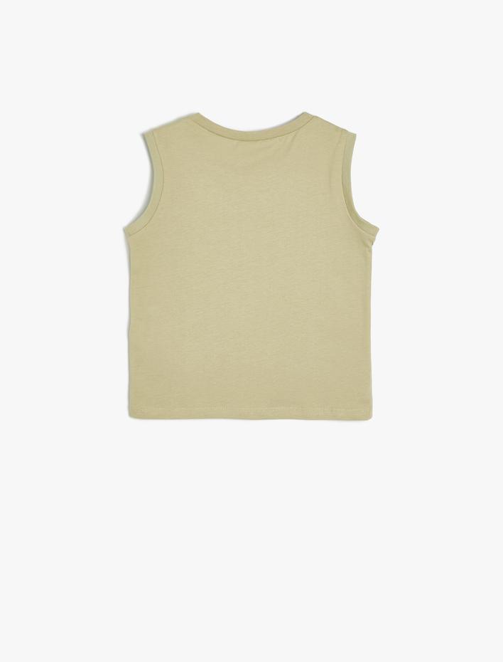 Erkek Bebek Atlet Dinozor Baskılı Kolsuz Bisiklet Yaka Pamuklu