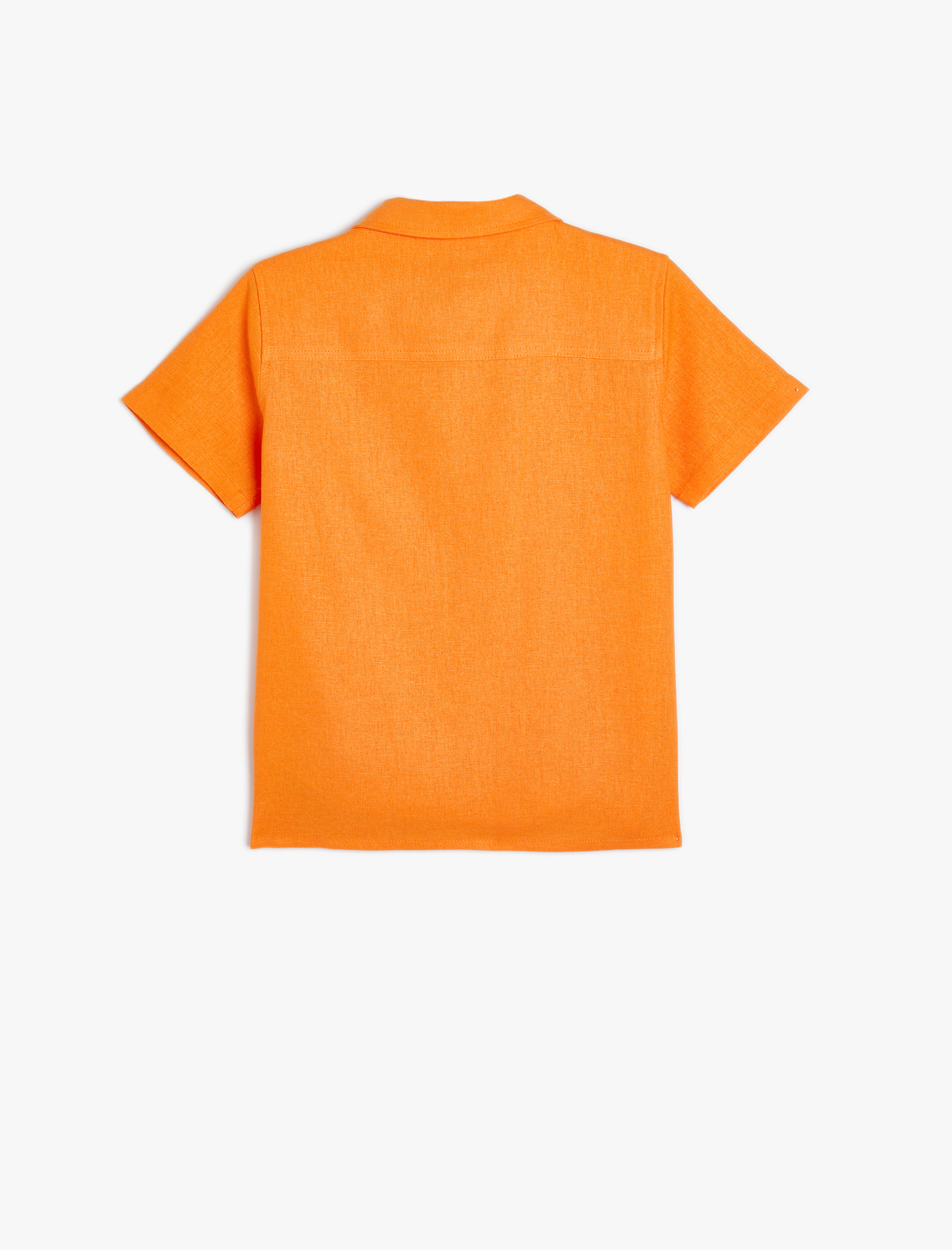 Erkek Çocuk Basic Gömlek Keten Karışımlı Kısa Kollu Cep Detaylı