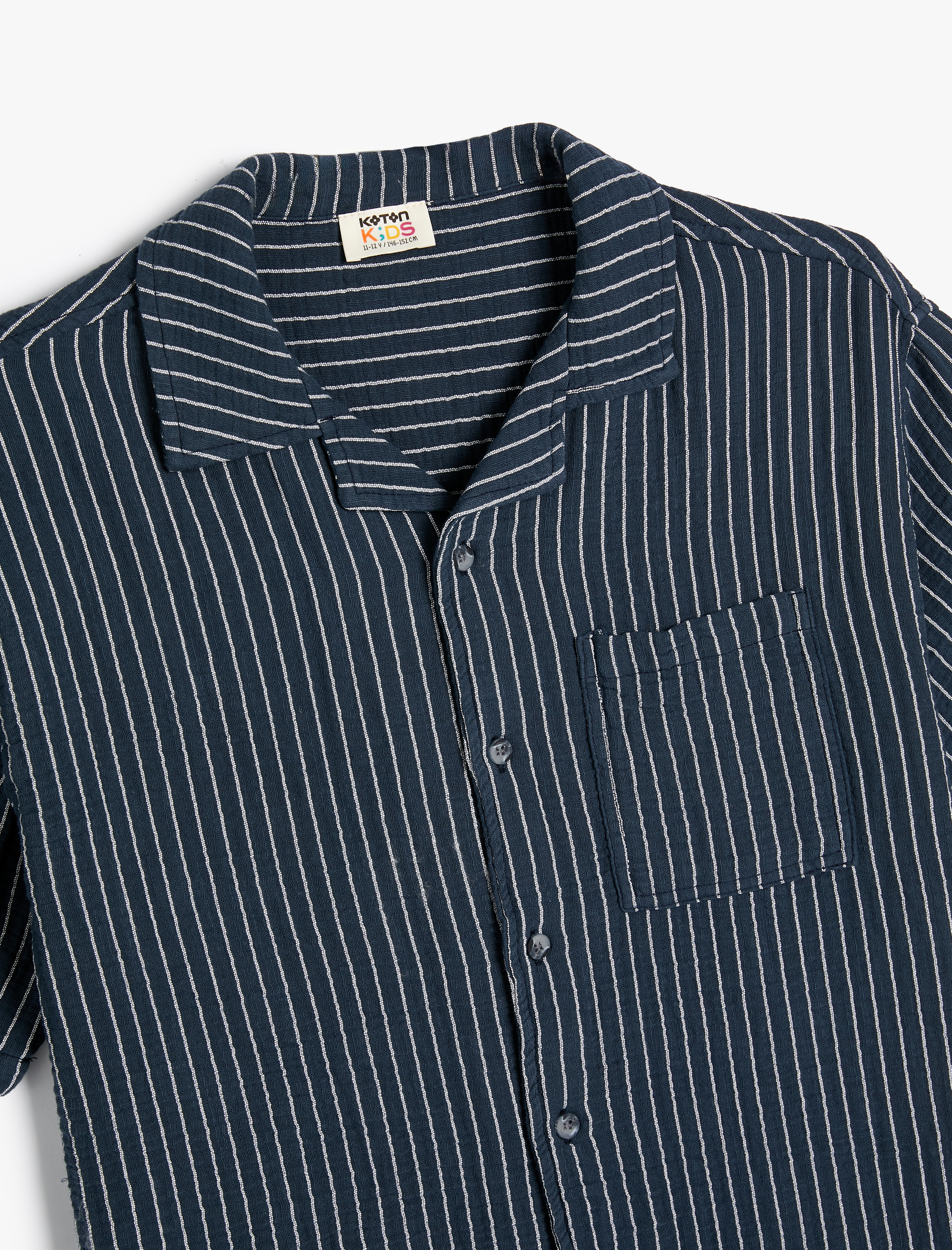  Erkek Çocuk Gömlek Kısa Kollu Tek Cep Detaylı Pamuklu