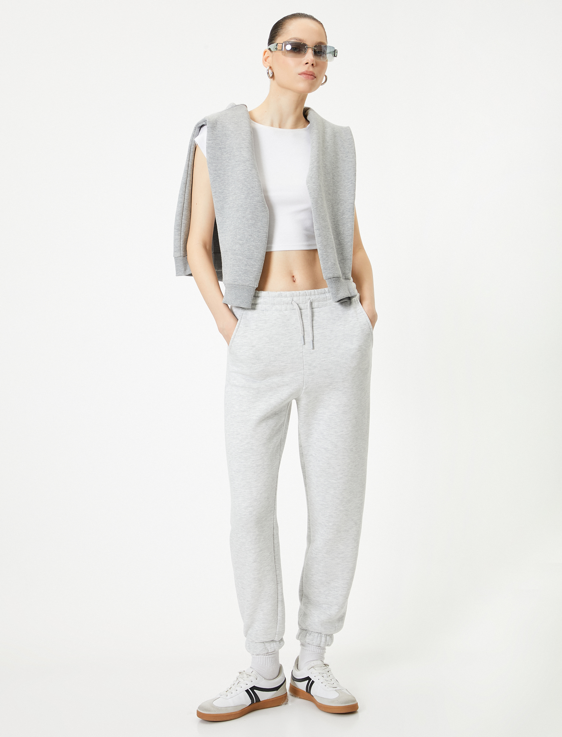 Şardonlu Jogger Eşofman Altı Beli Bağlamalı Cepli