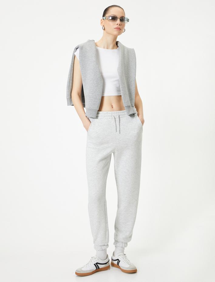  Şardonlu Jogger Eşofman Altı Beli Bağlamalı Cepli