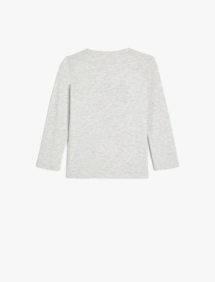 Kız Bebek Tişört Slogan Baskılı Uzun Kollu Bisiklet Yaka Pamuklu