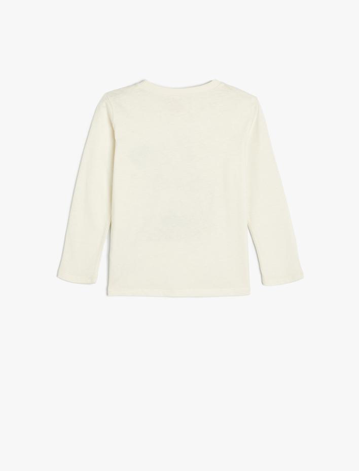 Kız Bebek Tişört Uzun Kollu Bisiklet Yaka Baskılı Pamuklu