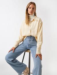 Klasik Yaka Uzun Kollu Düğmeli Oversize Gömlek