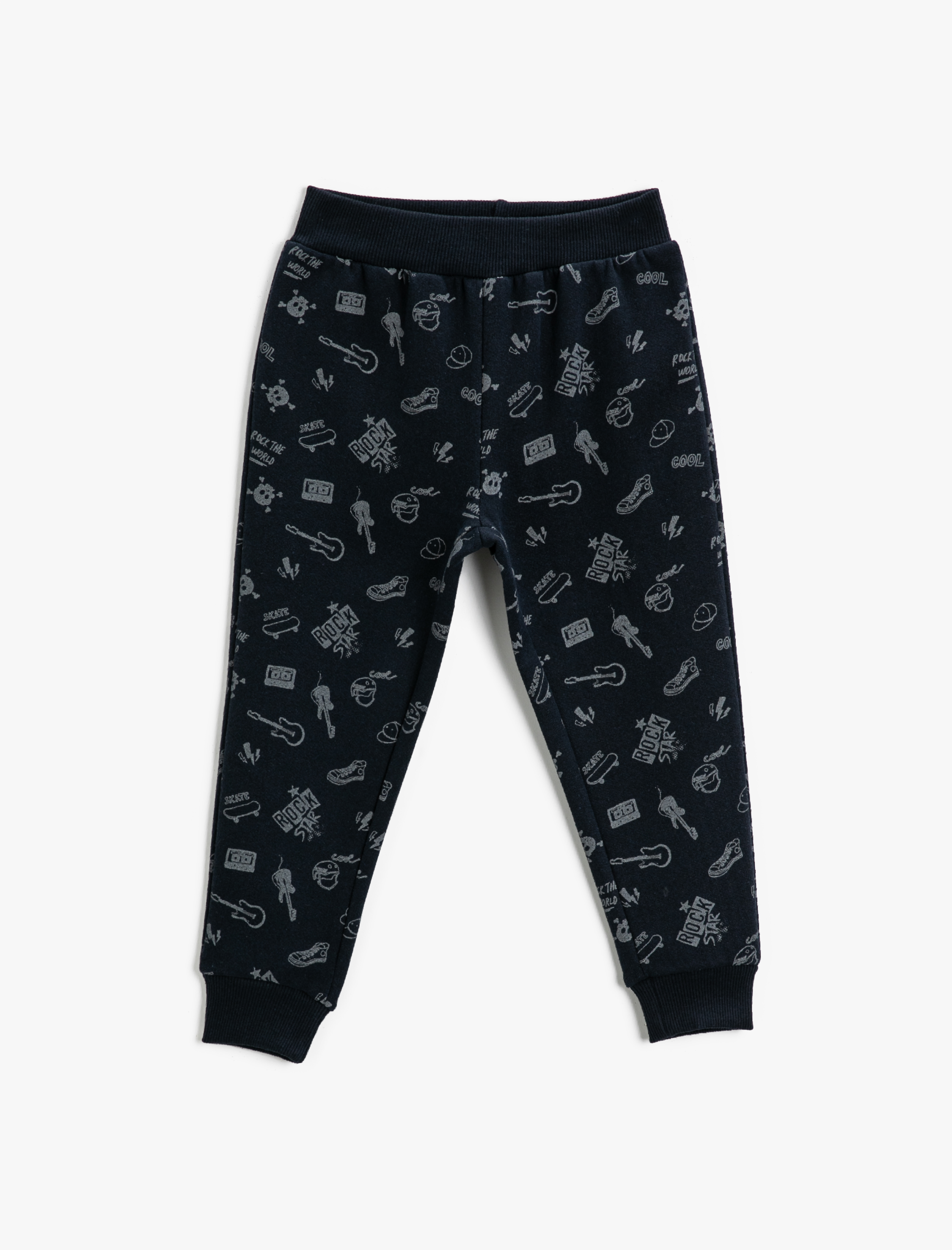  Erkek Çocuk Baskılı Jogger Eşofman Altı Beli Lastikli