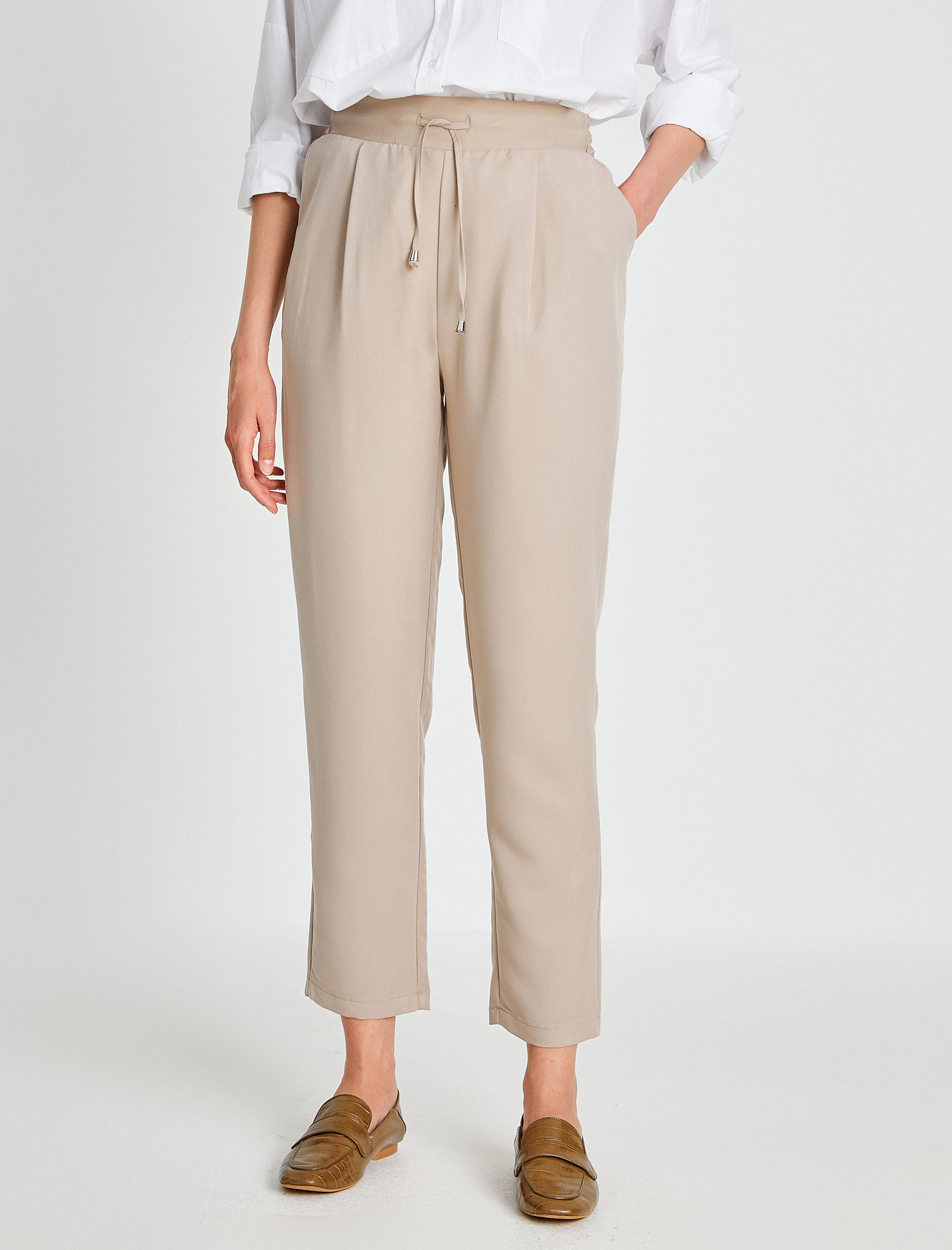   Beli Bağlamalı Havuç Pantolon Modal Karışımlı