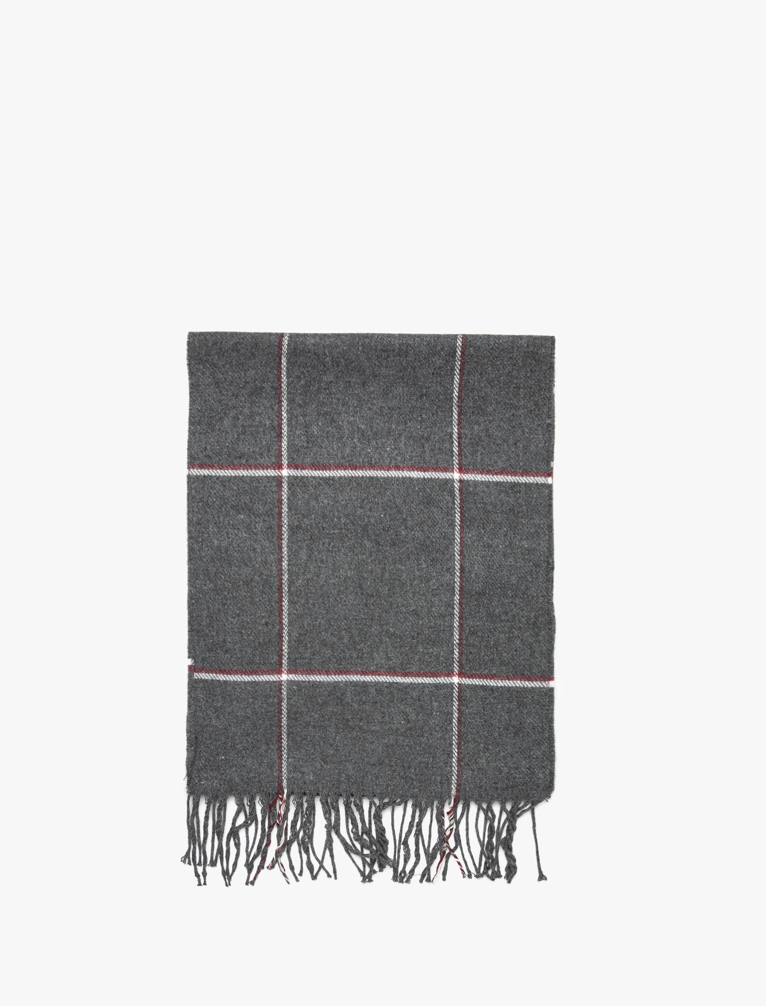 Erkek Kareli Basic Atkı Püsküllü