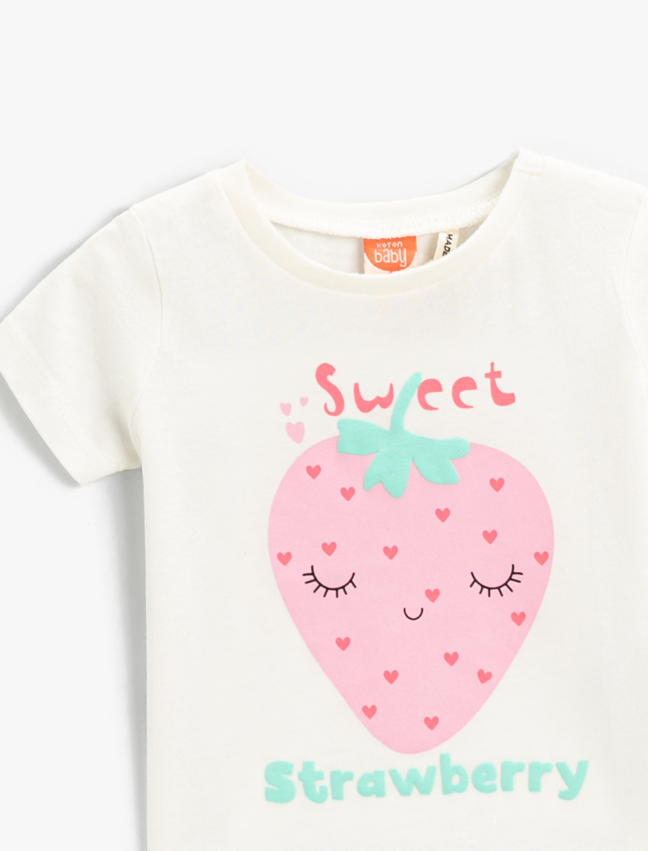  Kız Bebek Baskılı Kısa Kollu Tişört Pamuklu