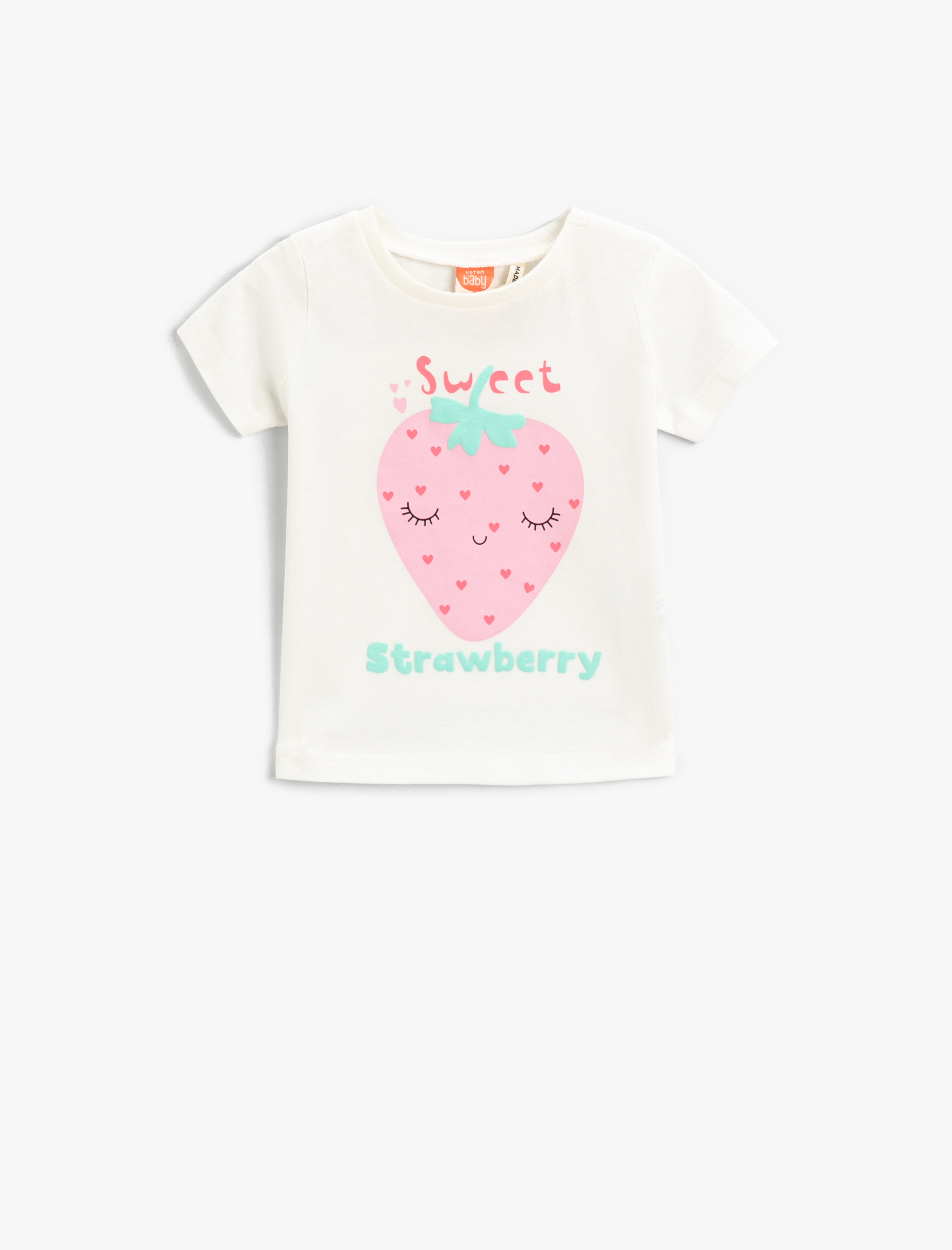  Kız Bebek Baskılı Kısa Kollu Tişört Pamuklu