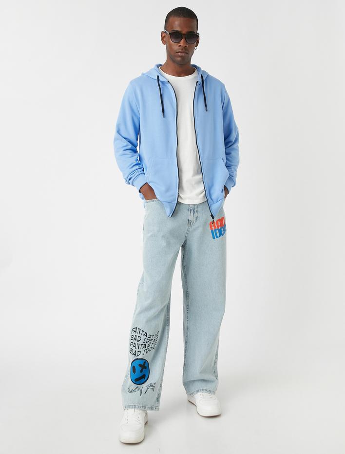  Fermuarlı Kapşonlu Sweatshirt