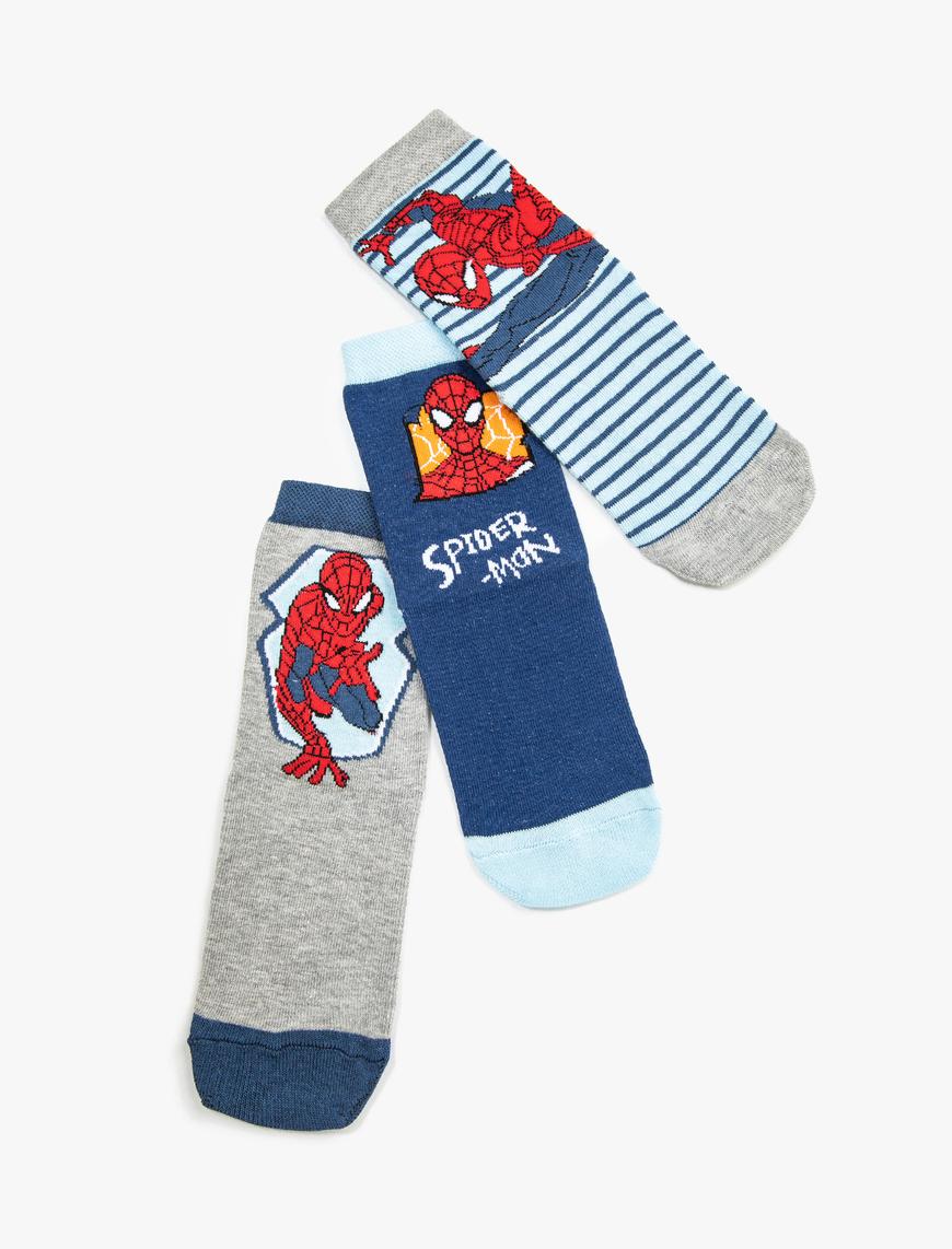  Erkek Çocuk Soket Çorap Seti 3'lü Spiderman Lisanslı
