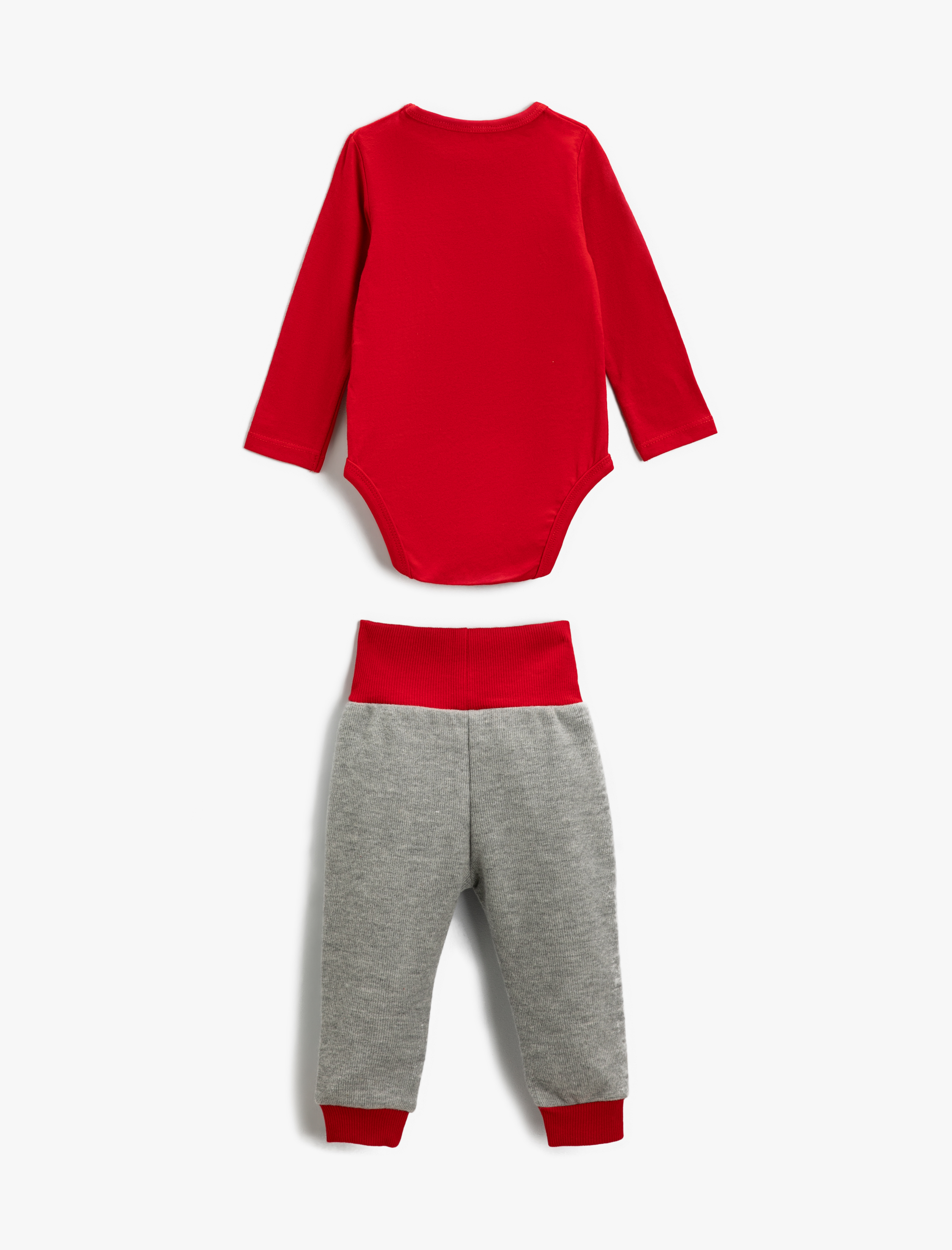  Erkek Bebek Hayvan Baskılı Uzun Kollu Çıtçıtlı Zıbın Jogger Eşofman Altı Seti