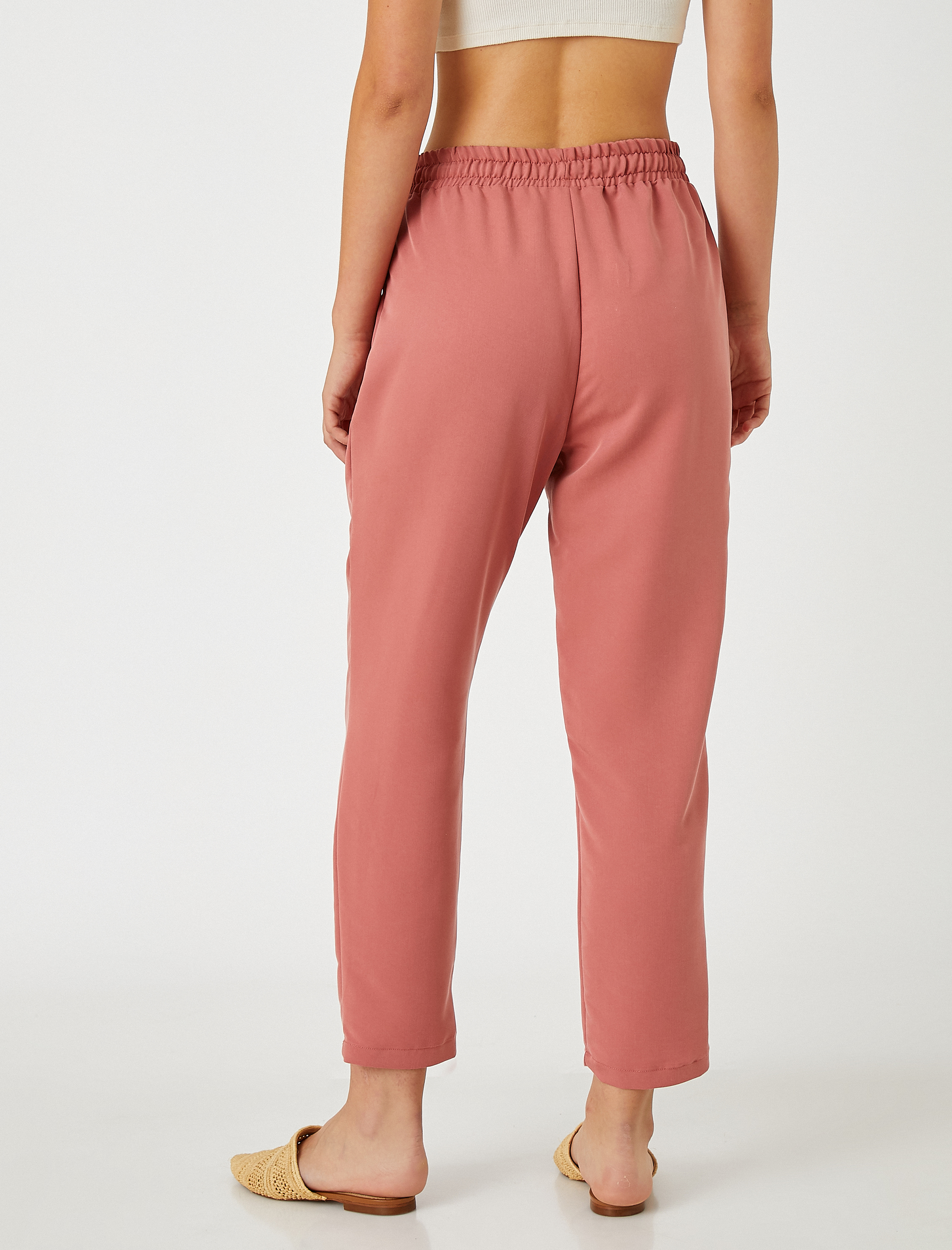   Beli Bağlamalı Crop Pantolon Modal Karışımlı