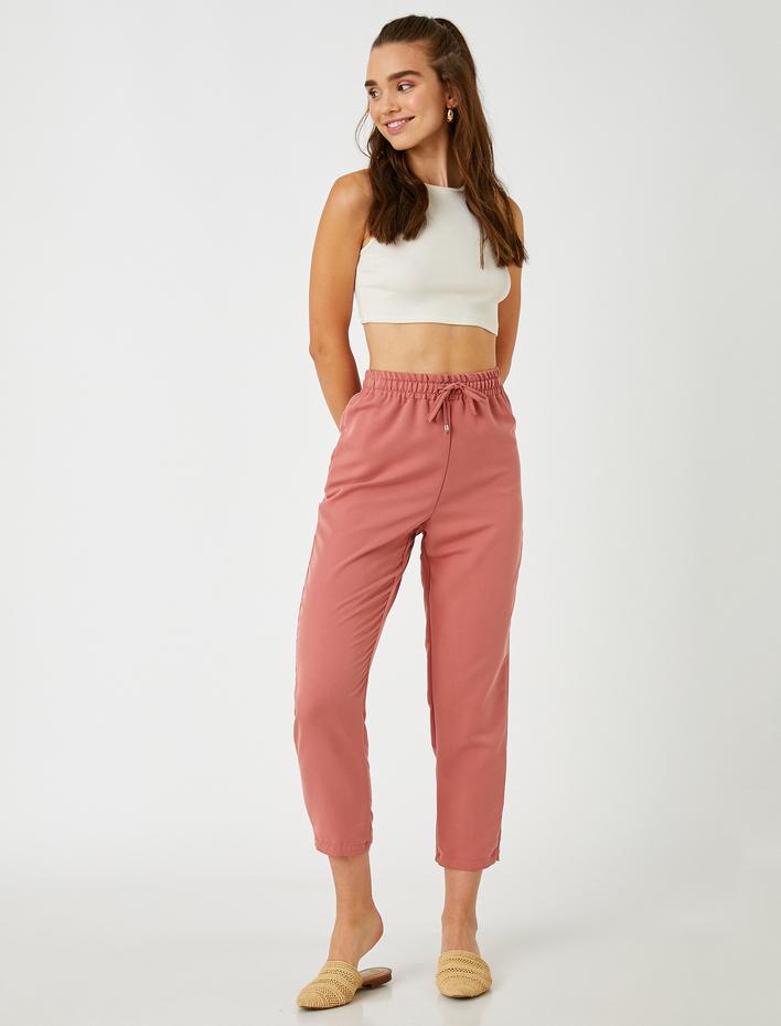  Beli Bağlamalı Crop Pantolon Modal Karışımlı