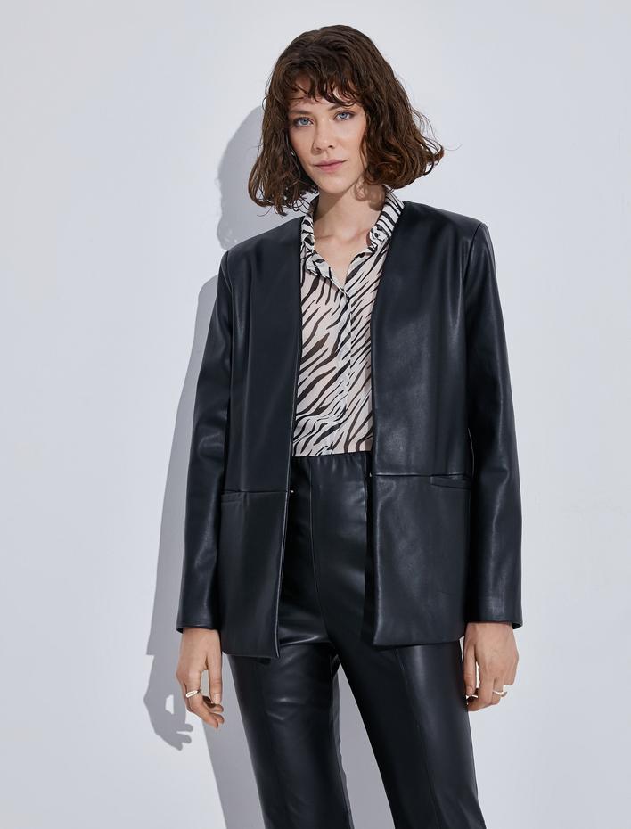  Suni Deri Blazer Ceket