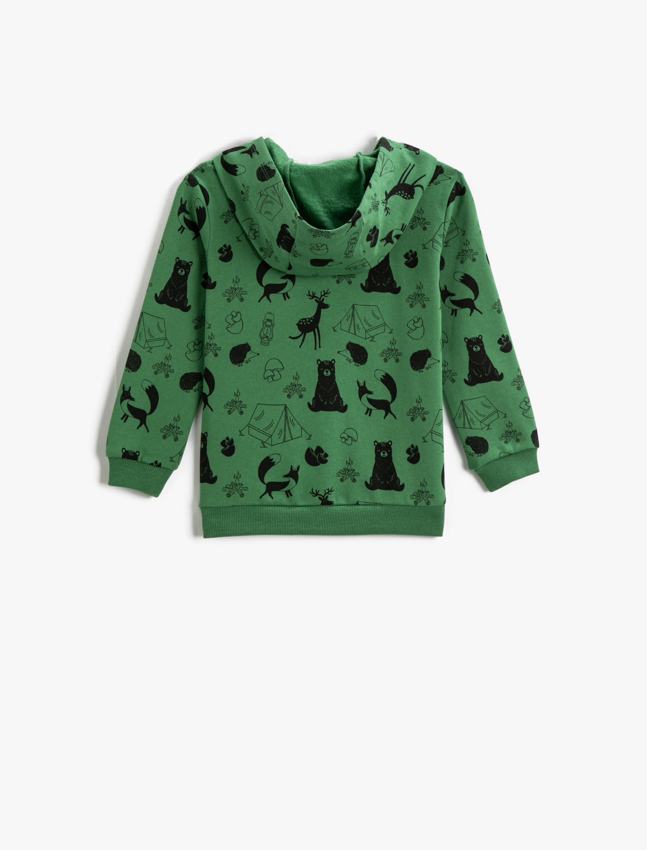 Erkek Bebek Fermuarlı Kapüşonlu Hırka Baskılı Pamuklu