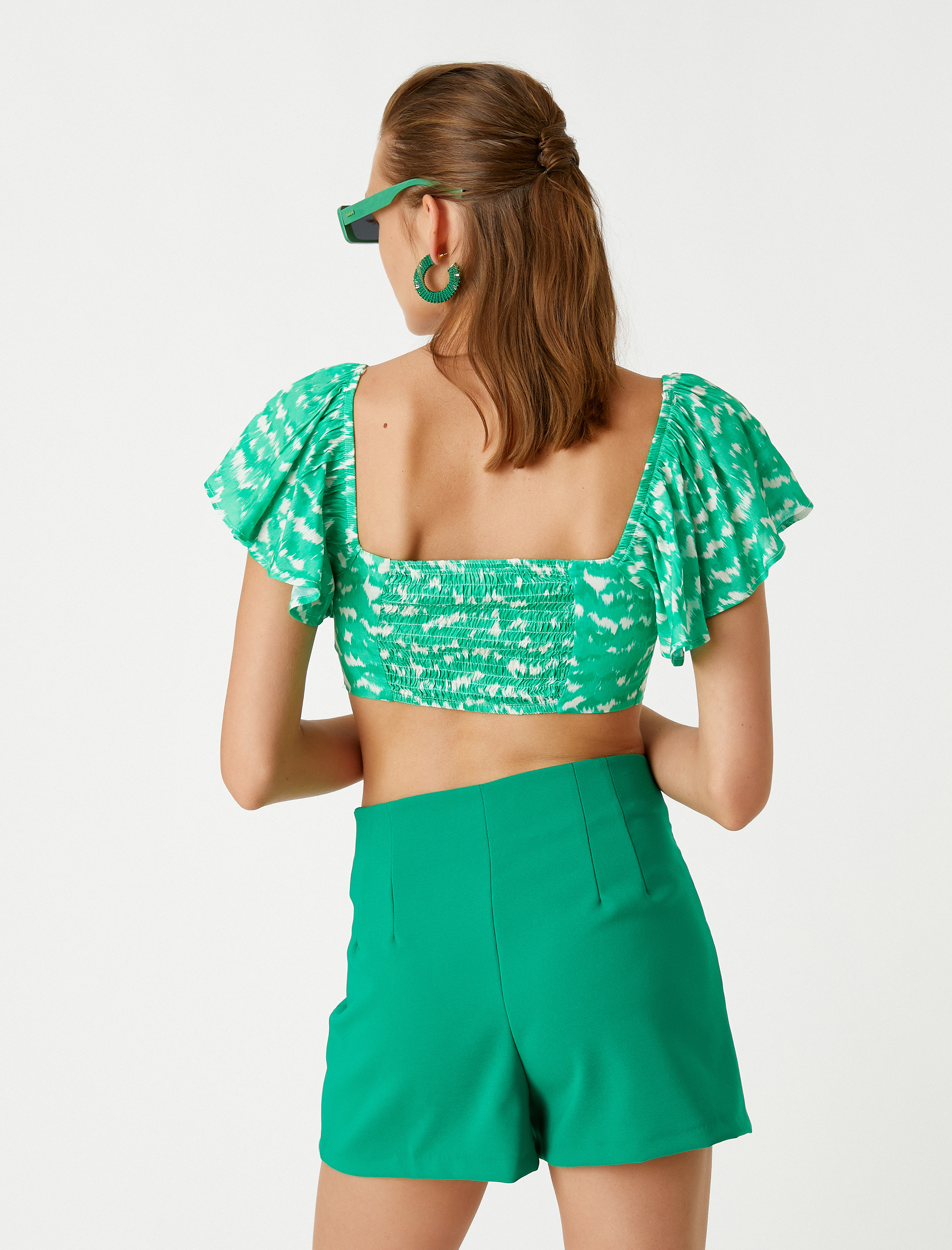   Crop Bluz Büzgü Detaylı