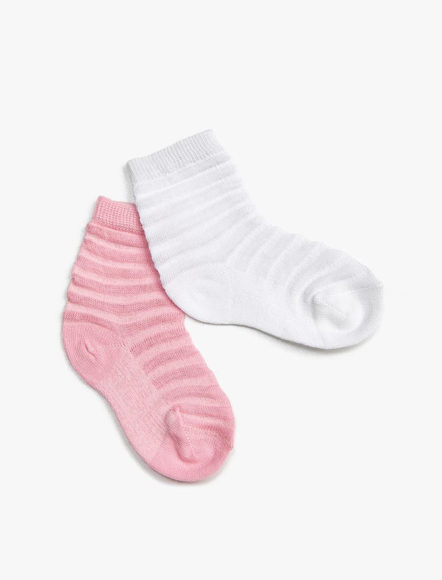  Kız Bebek 2’li Dokulu Basic Çorap