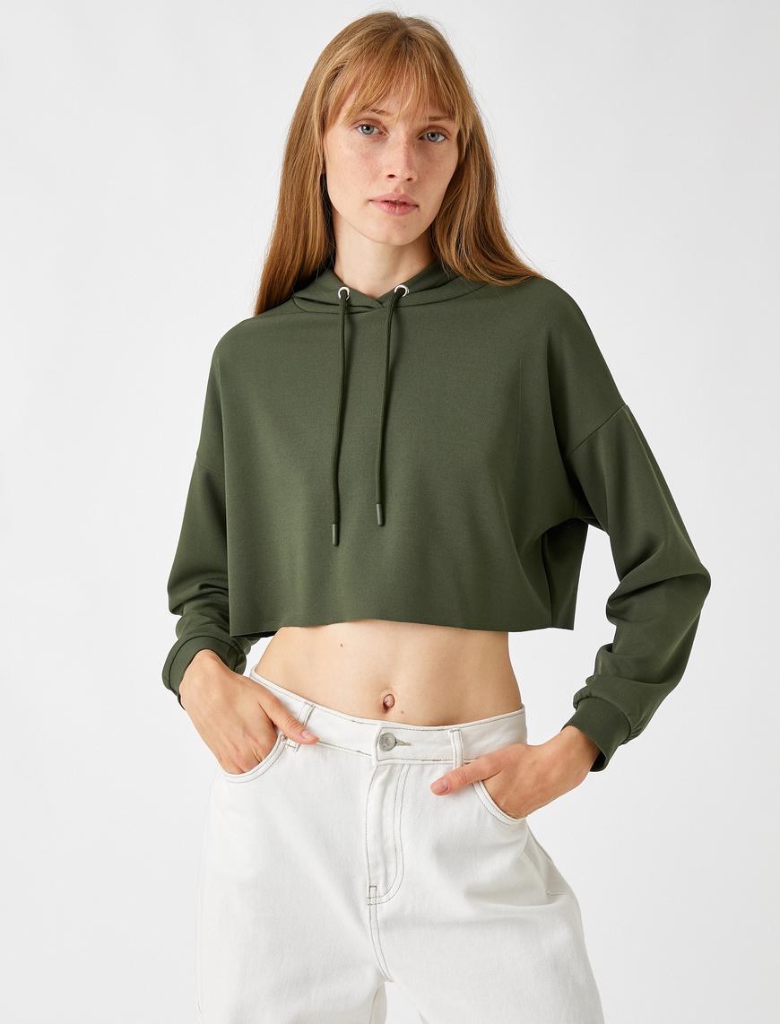   Crop Sweatshirt Kapüşonlu