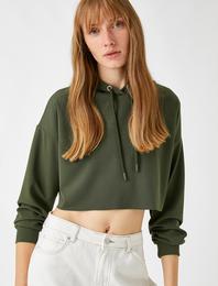 Crop Sweatshirt Kapüşonlu