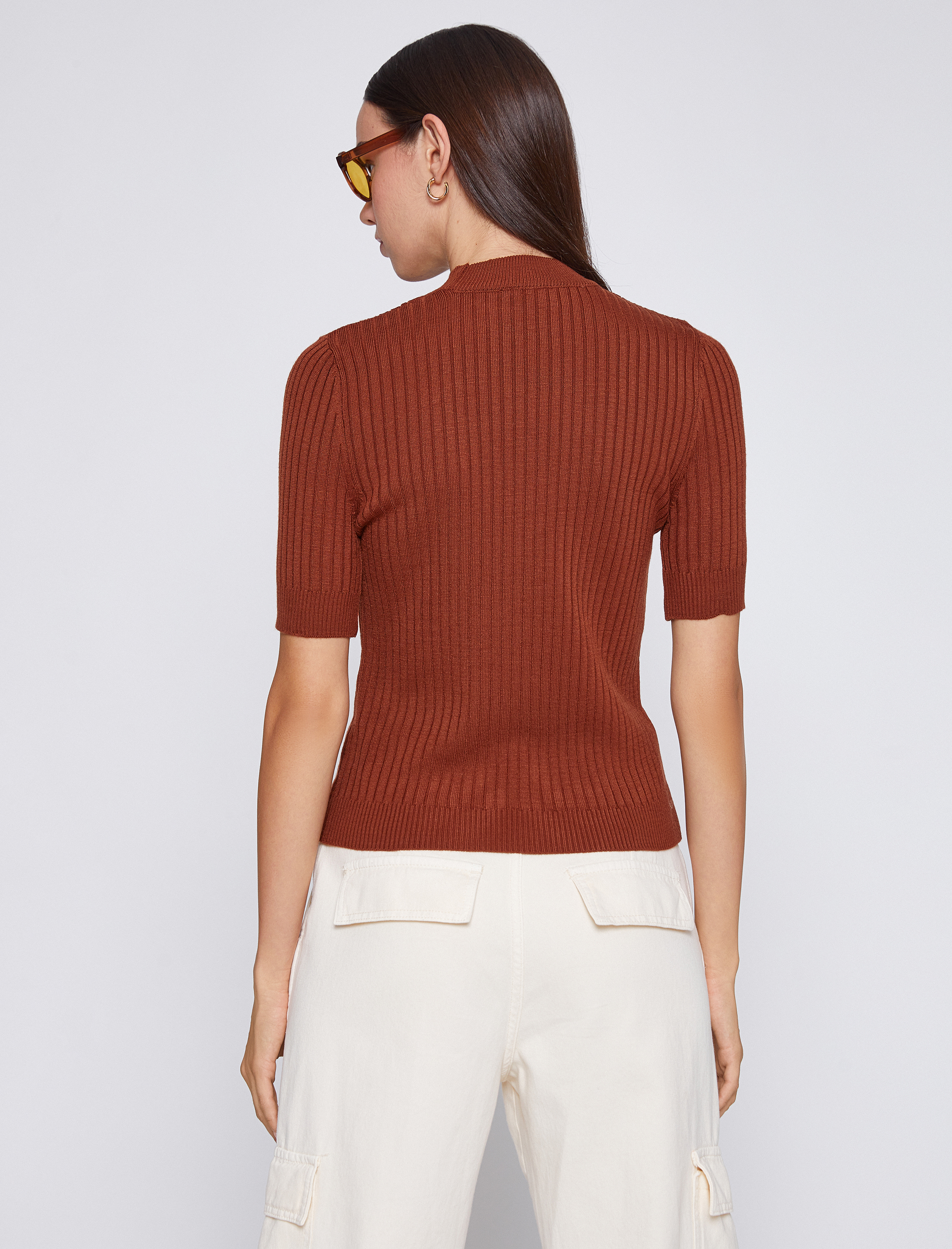   Triko Kazak Dik Yaka Kısa Kollu Kaşmir Dokulu