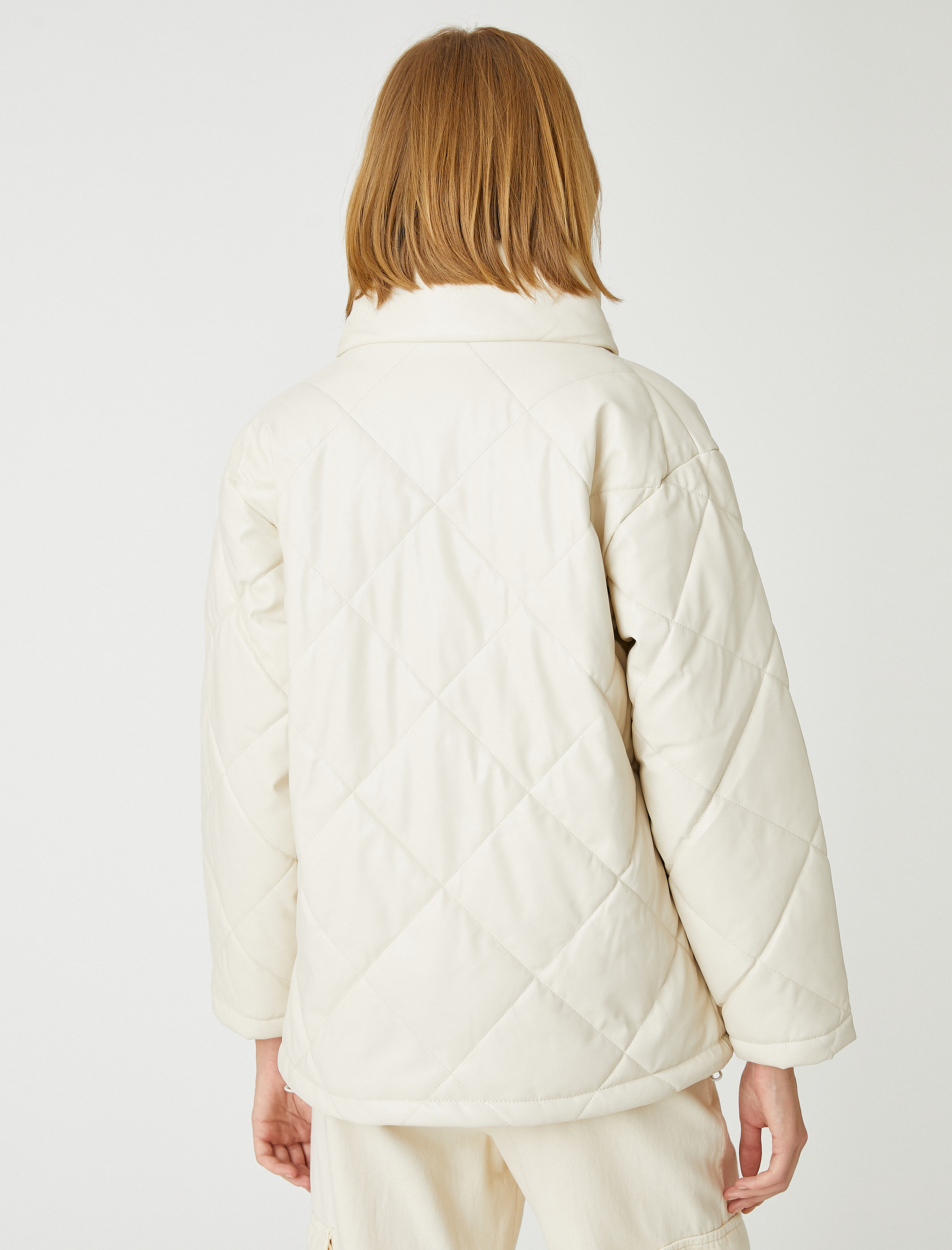   Suni Deri Şişme Mont Dik Yaka Çıtçıtlı