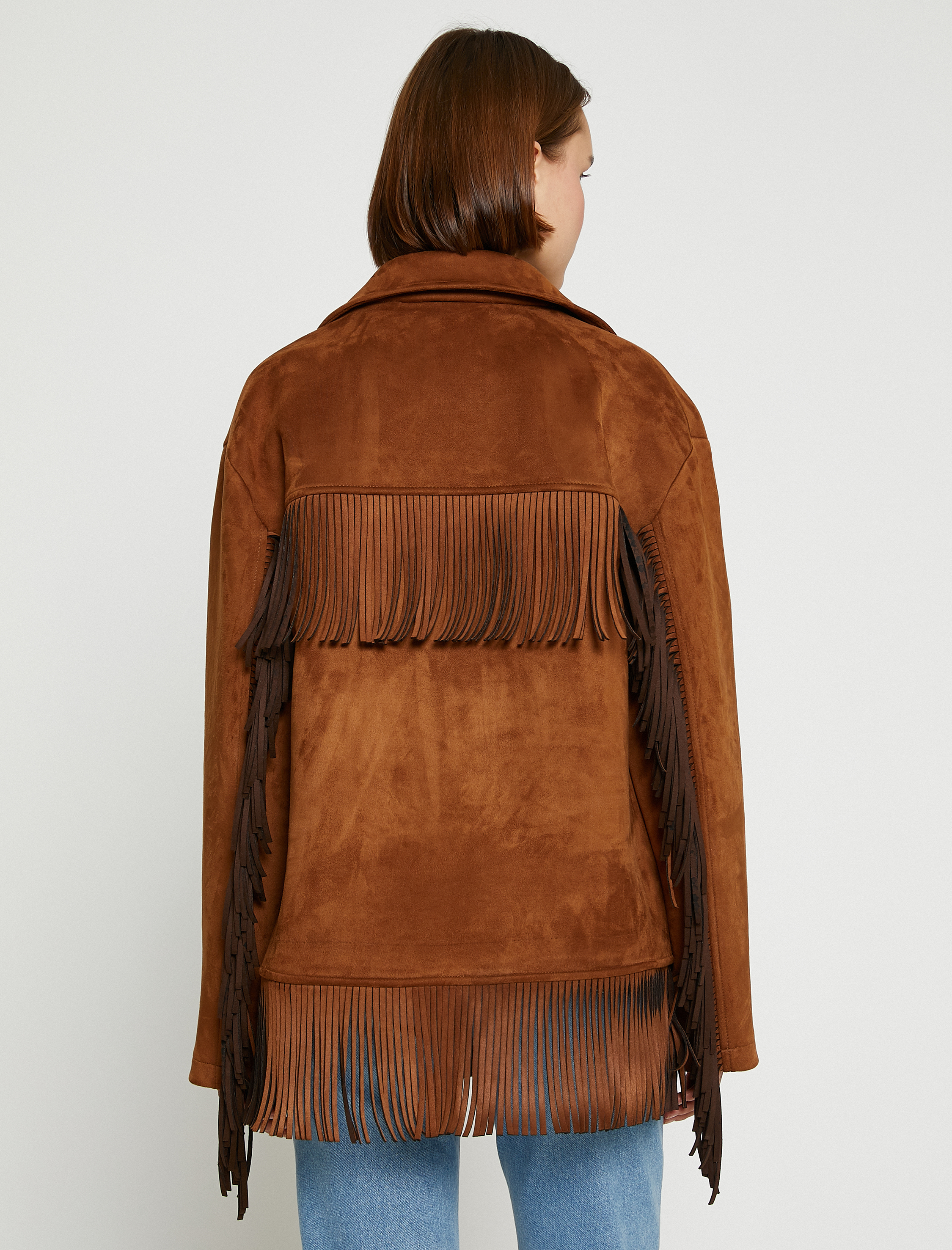   Süet Görünümlü Etnik Detaylı Shacket