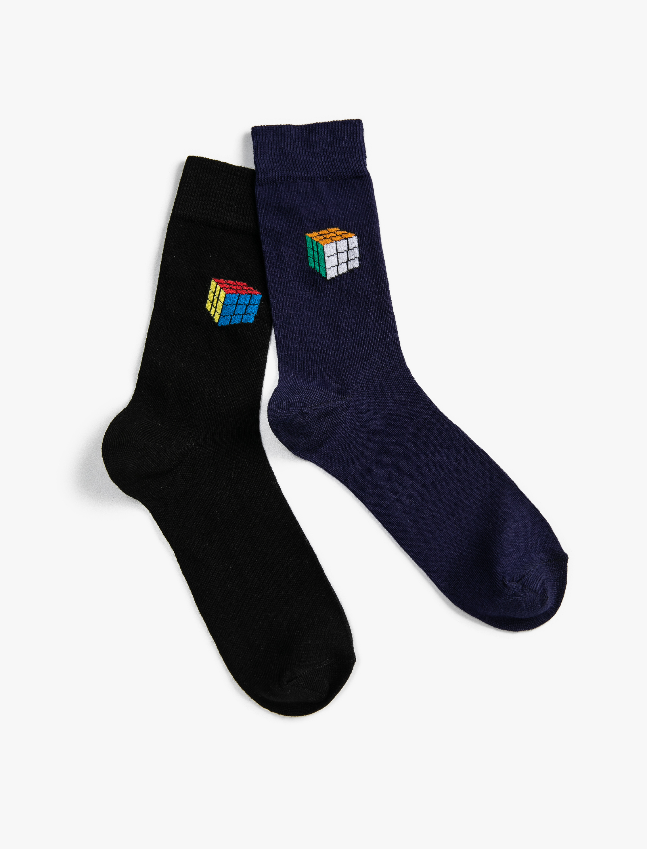  Erkek 2'li Soket Çorap Seti Geometrik Desenli