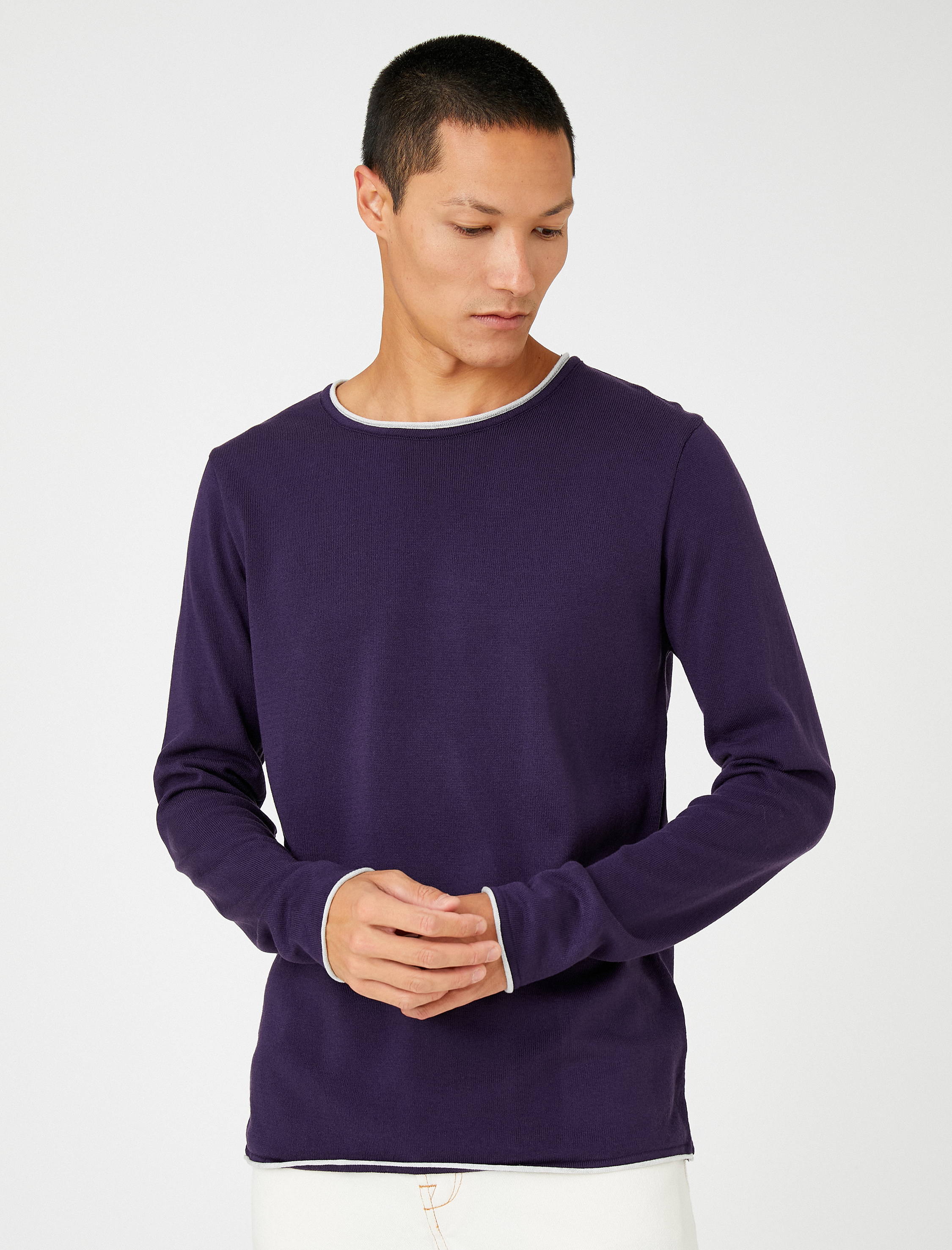   Basic Triko Kazak Bisiklet Yaka Uzun Kollu