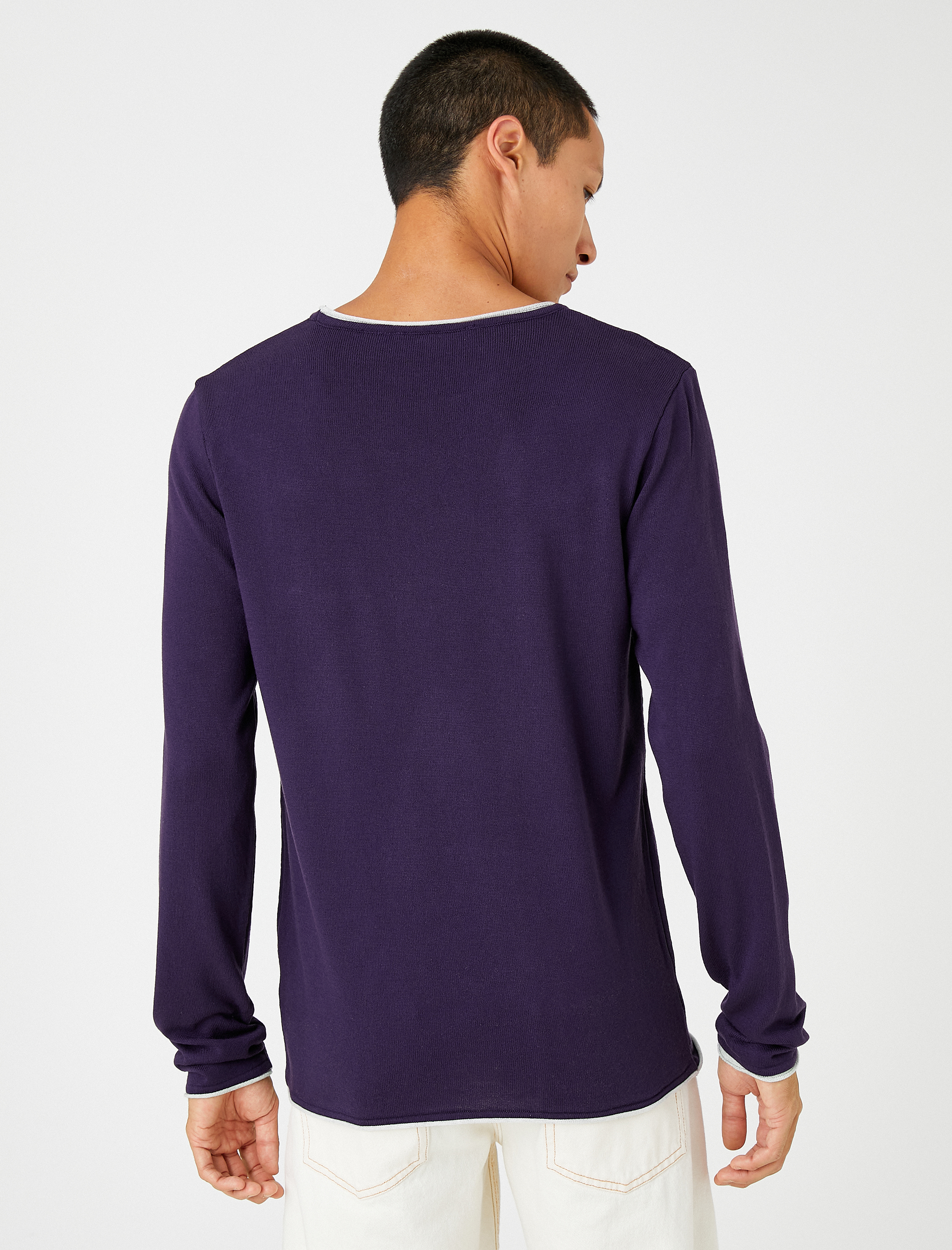   Basic Triko Kazak Bisiklet Yaka Uzun Kollu