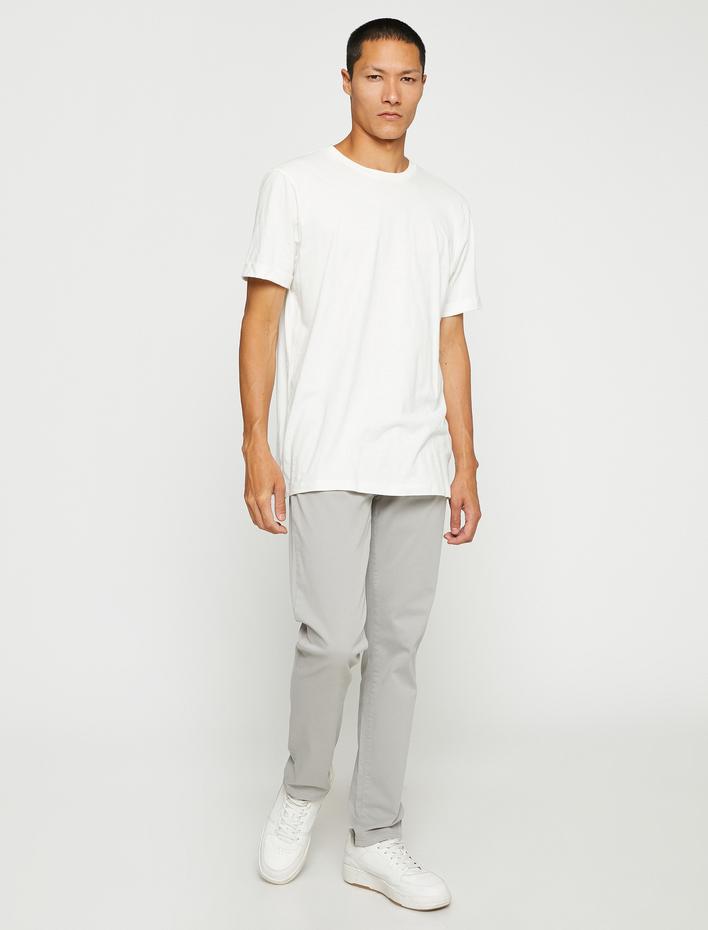  Basic Gabardin Pantolon Slim Fit Düğme Detaylı