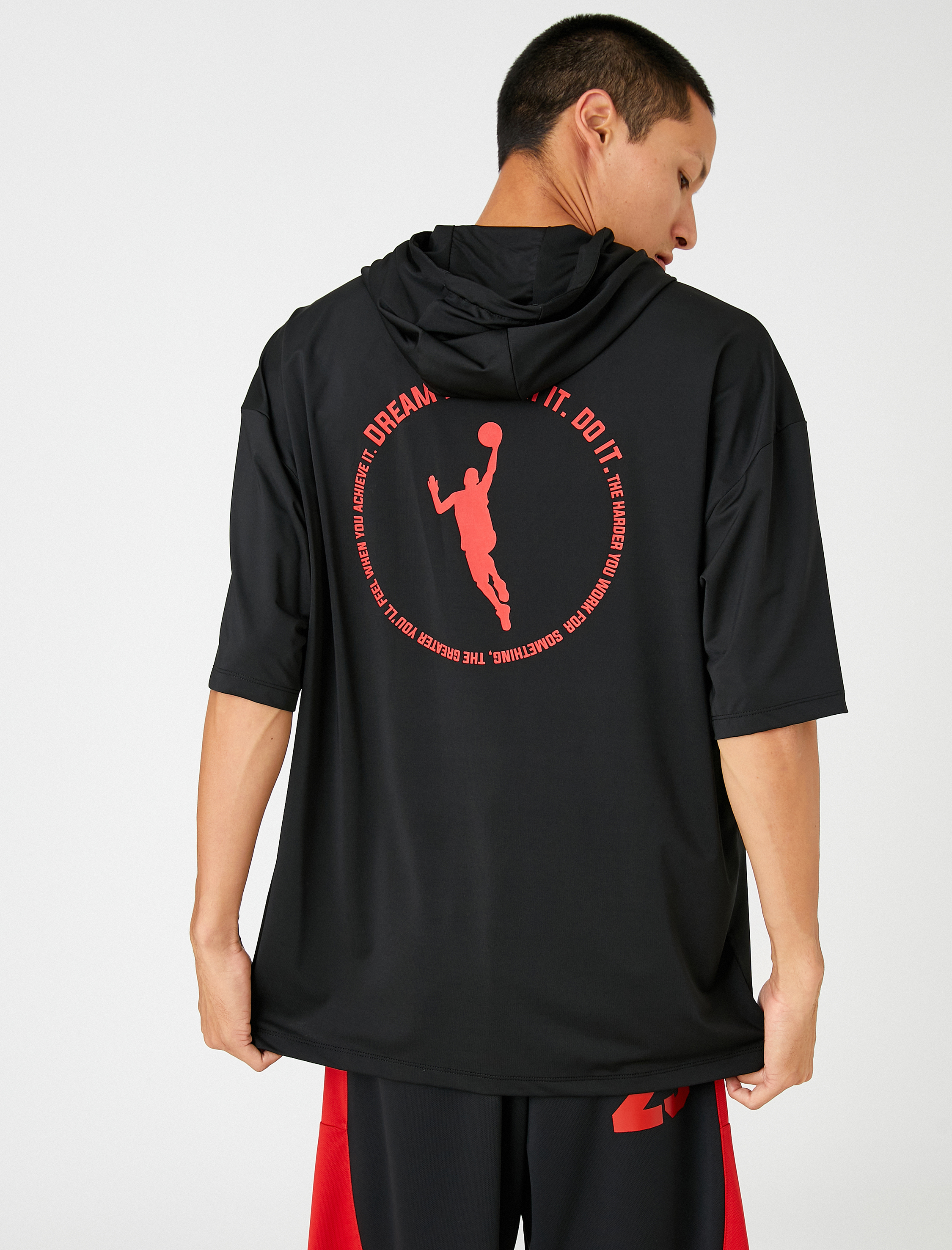   Kapşonlu Spor Tişört Basketbol Baskılı