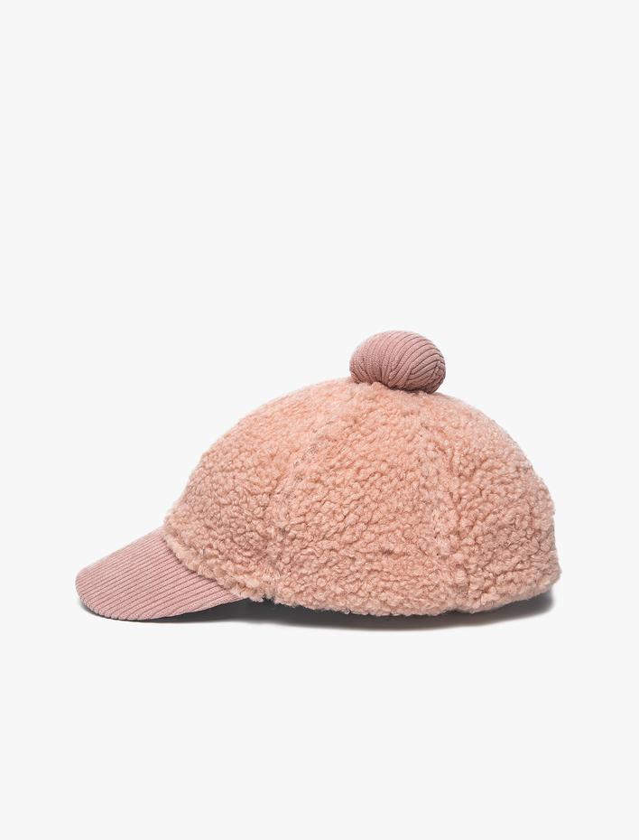 Kız Çocuk Peluş Cap Şapka Ponpon Detaylı