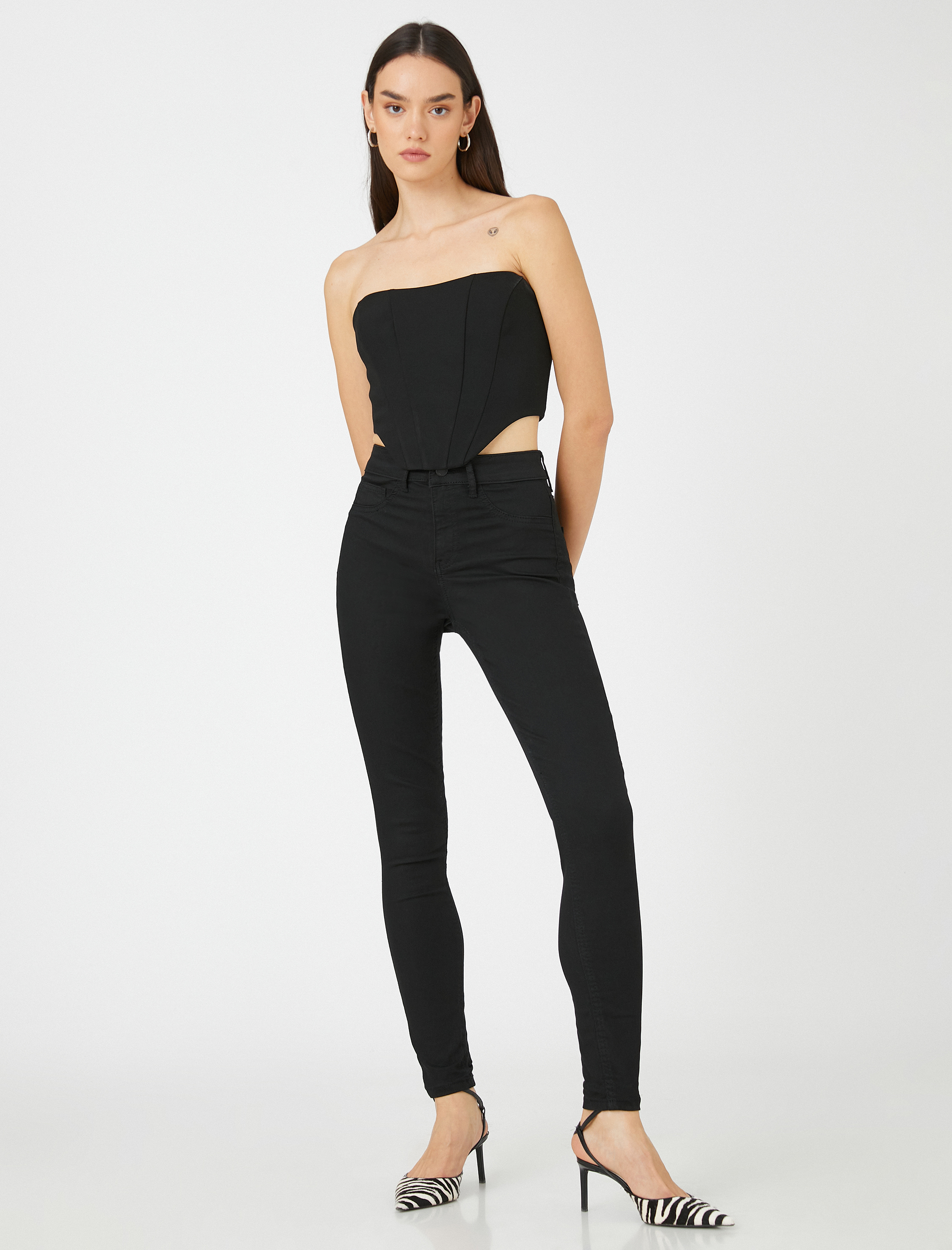   Kot Pantolon Dar Kesim Yüksek Bel Dar Paça - Carmen Jean