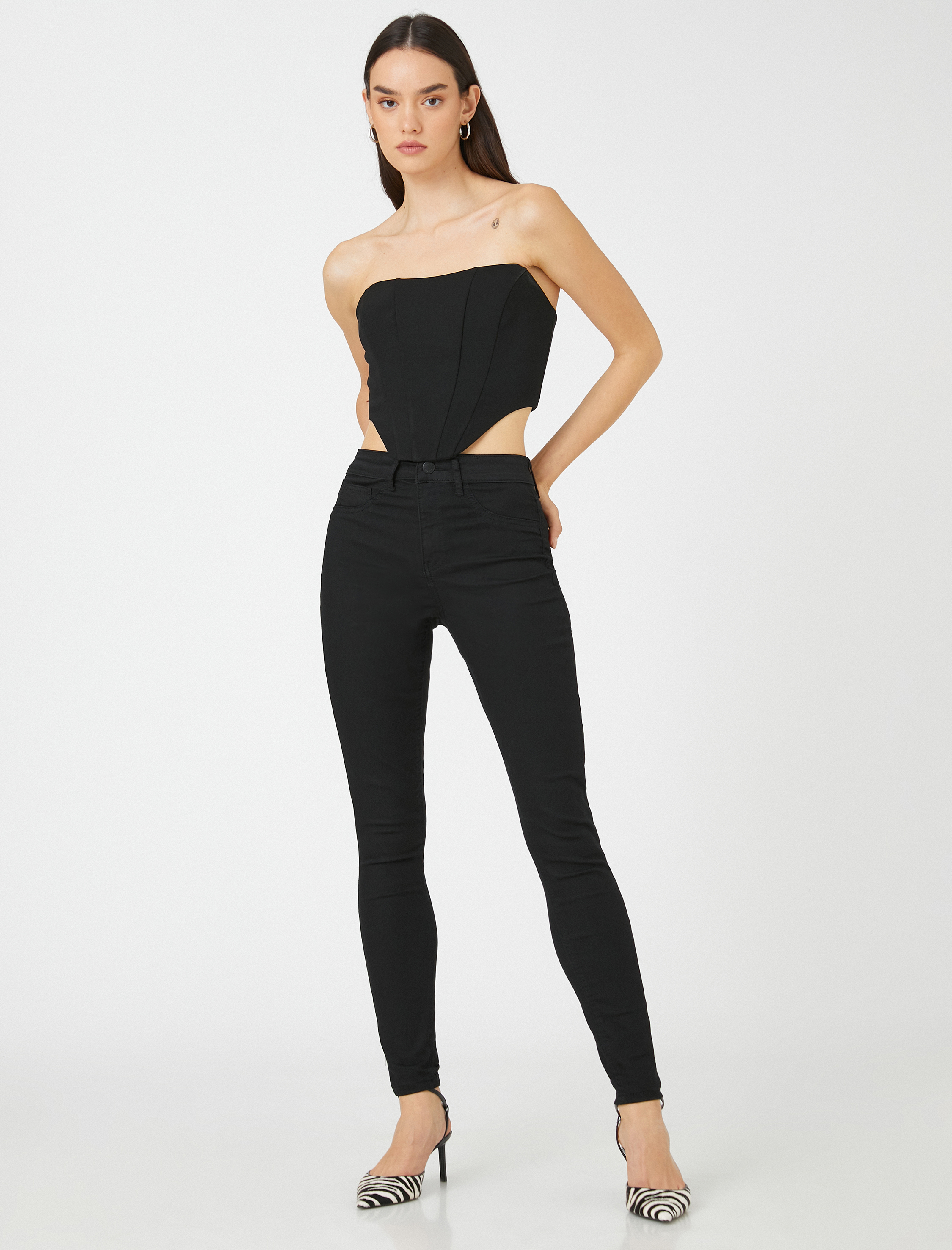   Kot Pantolon Dar Kesim Yüksek Bel Dar Paça - Carmen Jean