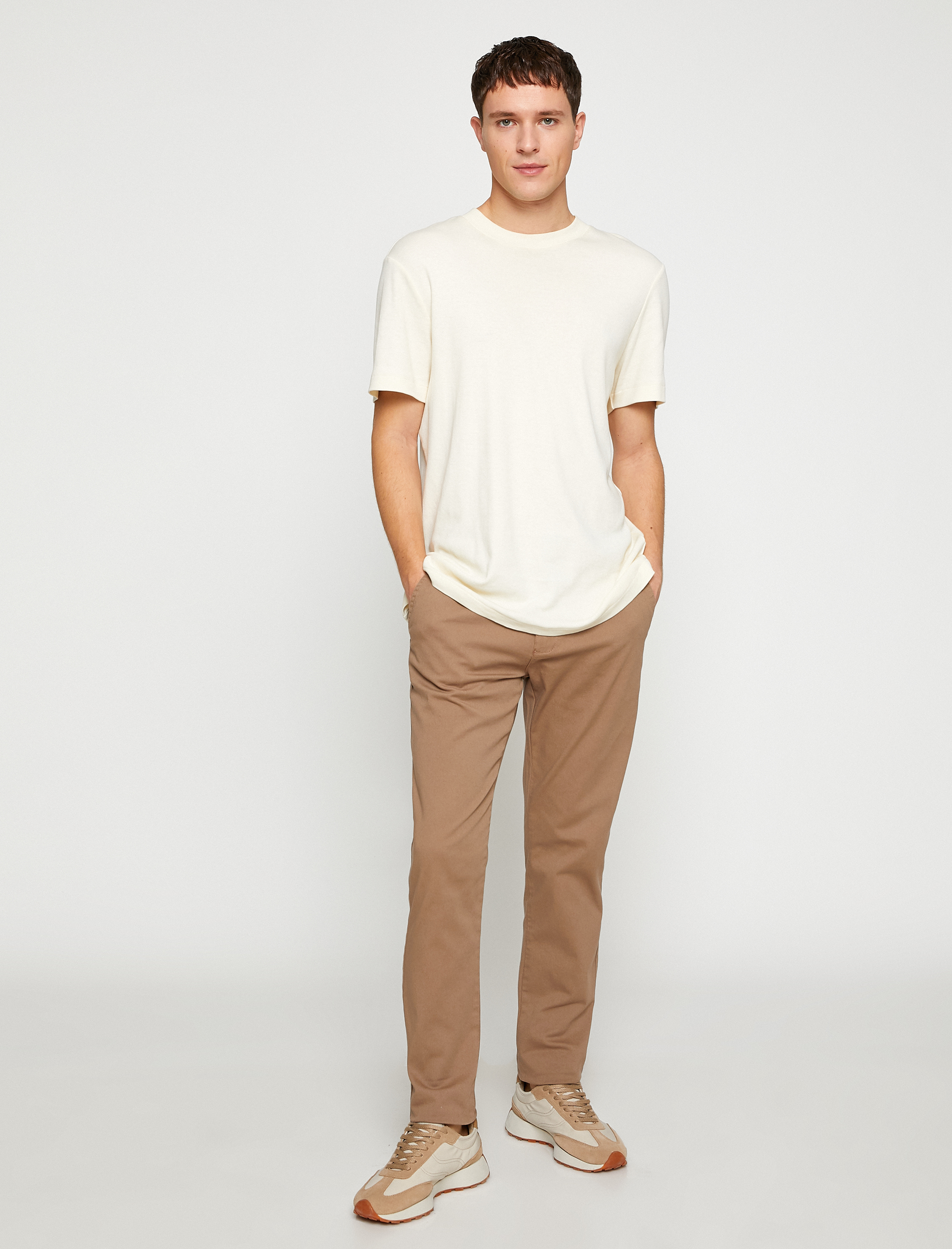   Basic Gabardin Pantolon Slim Fit Düğmeli Cep Detaylı