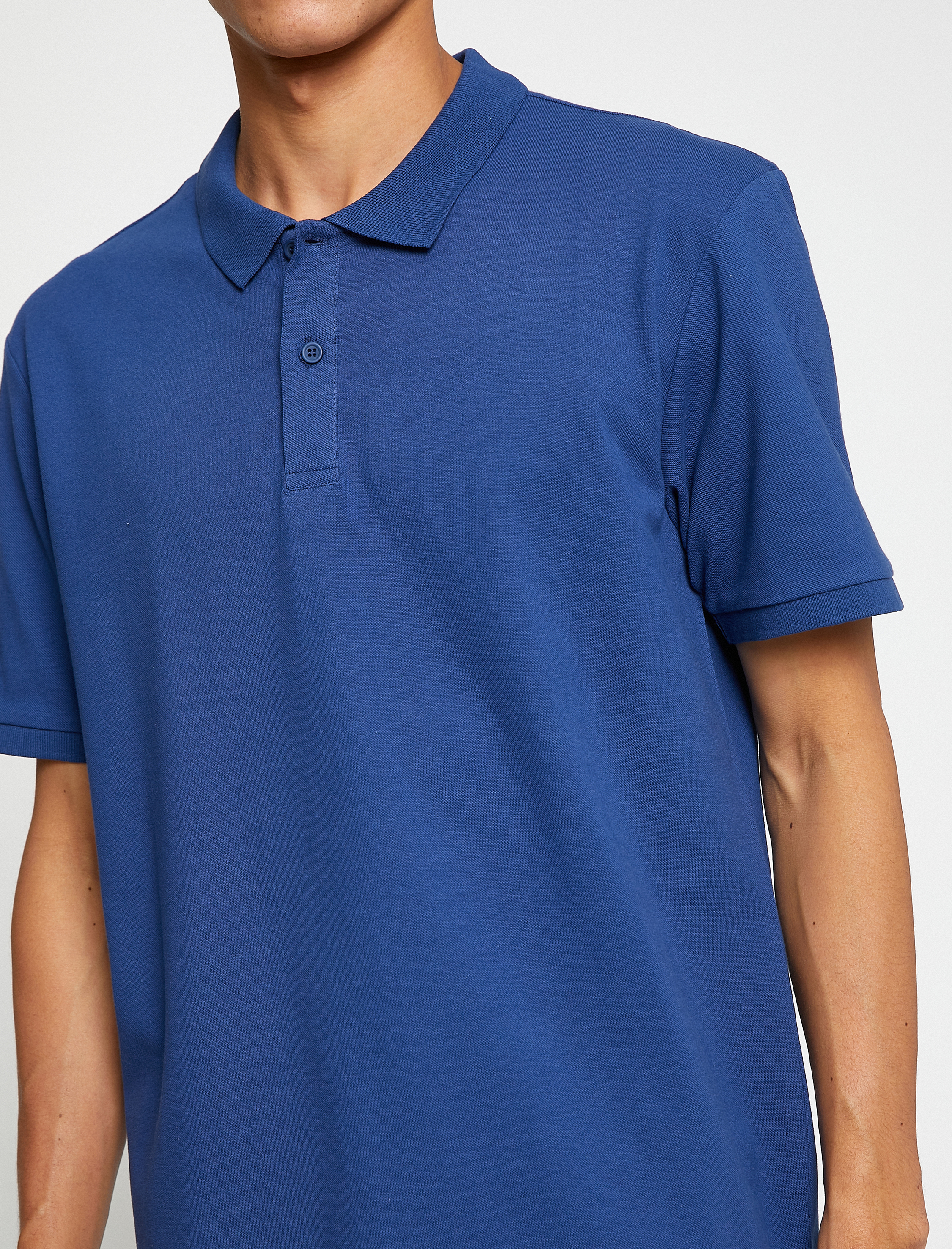Basic Tişört Polo Yaka Düğmeli Dar Kesim
