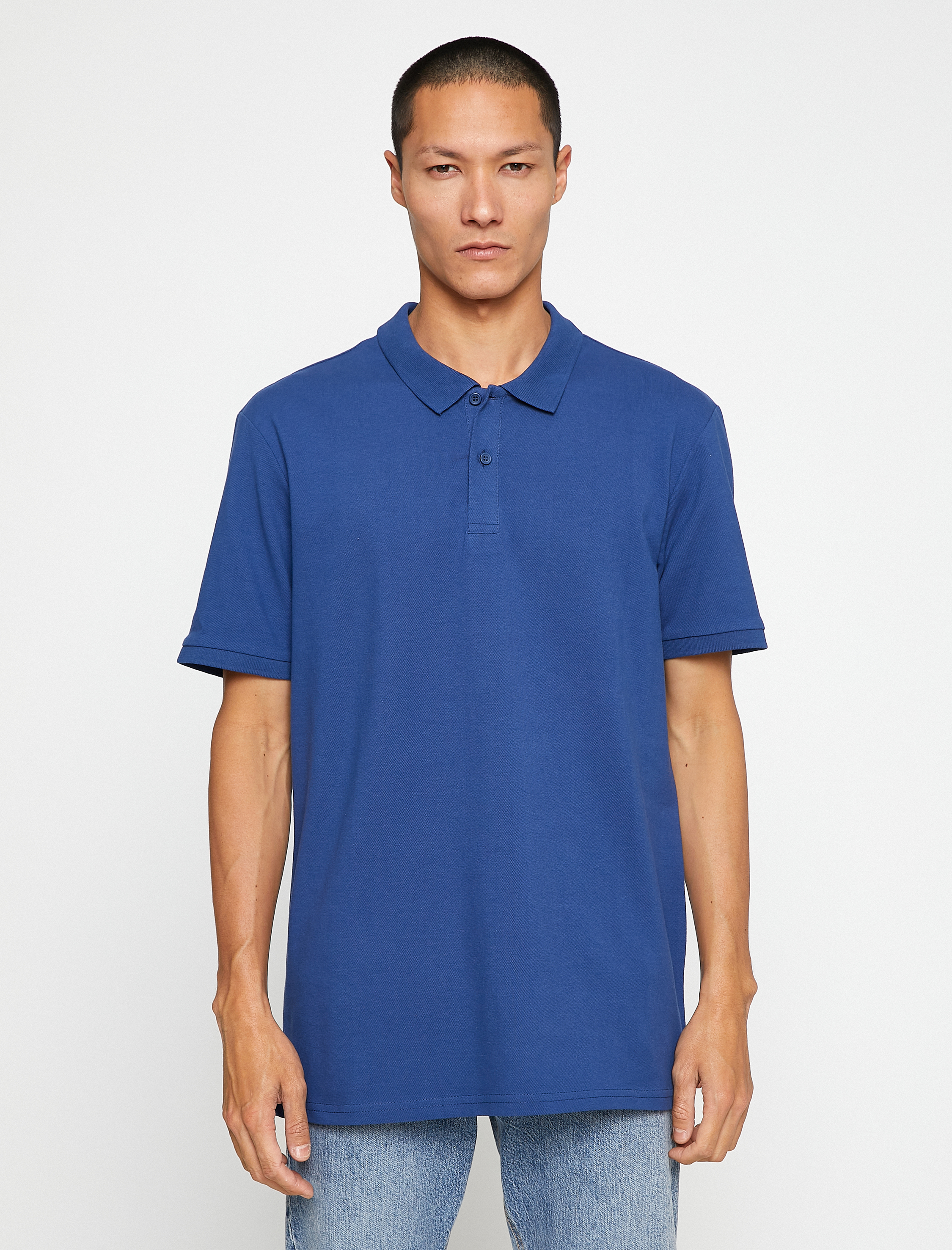 Basic Tişört Polo Yaka Düğmeli Dar Kesim