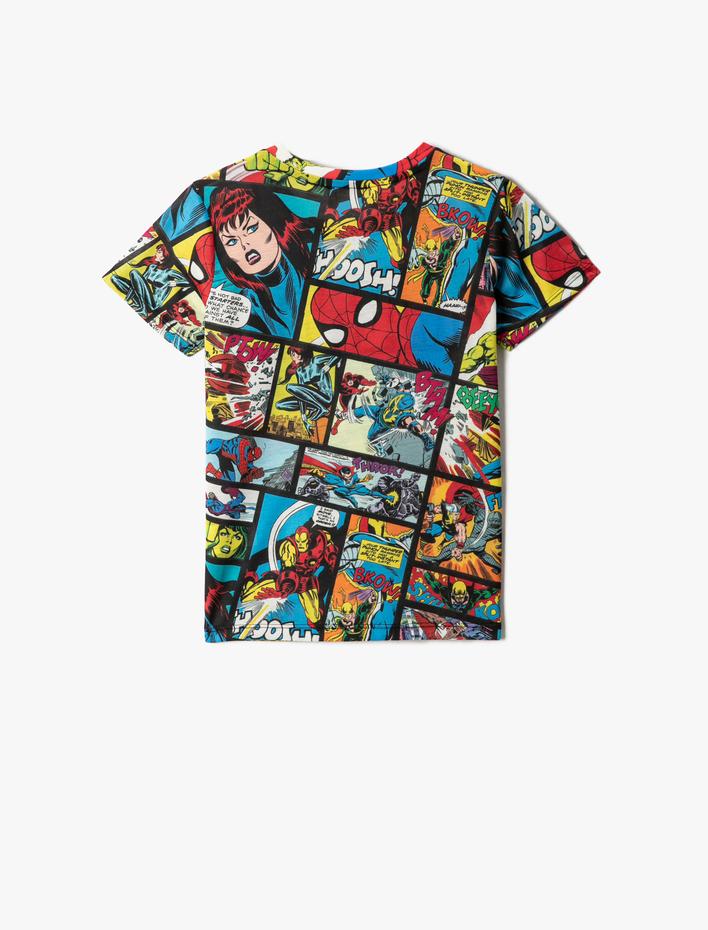 Erkek Çocuk Marvel Baskılı Kısa Kollu Tişört Lisanslı Bisiklet Yaka Pamuklu
