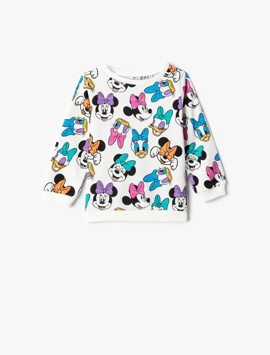  Kız Bebek Minnie Mouse ve Daisy Duck Baskılı Sweatshirt Lisanslı Pamuklu Şadonlu