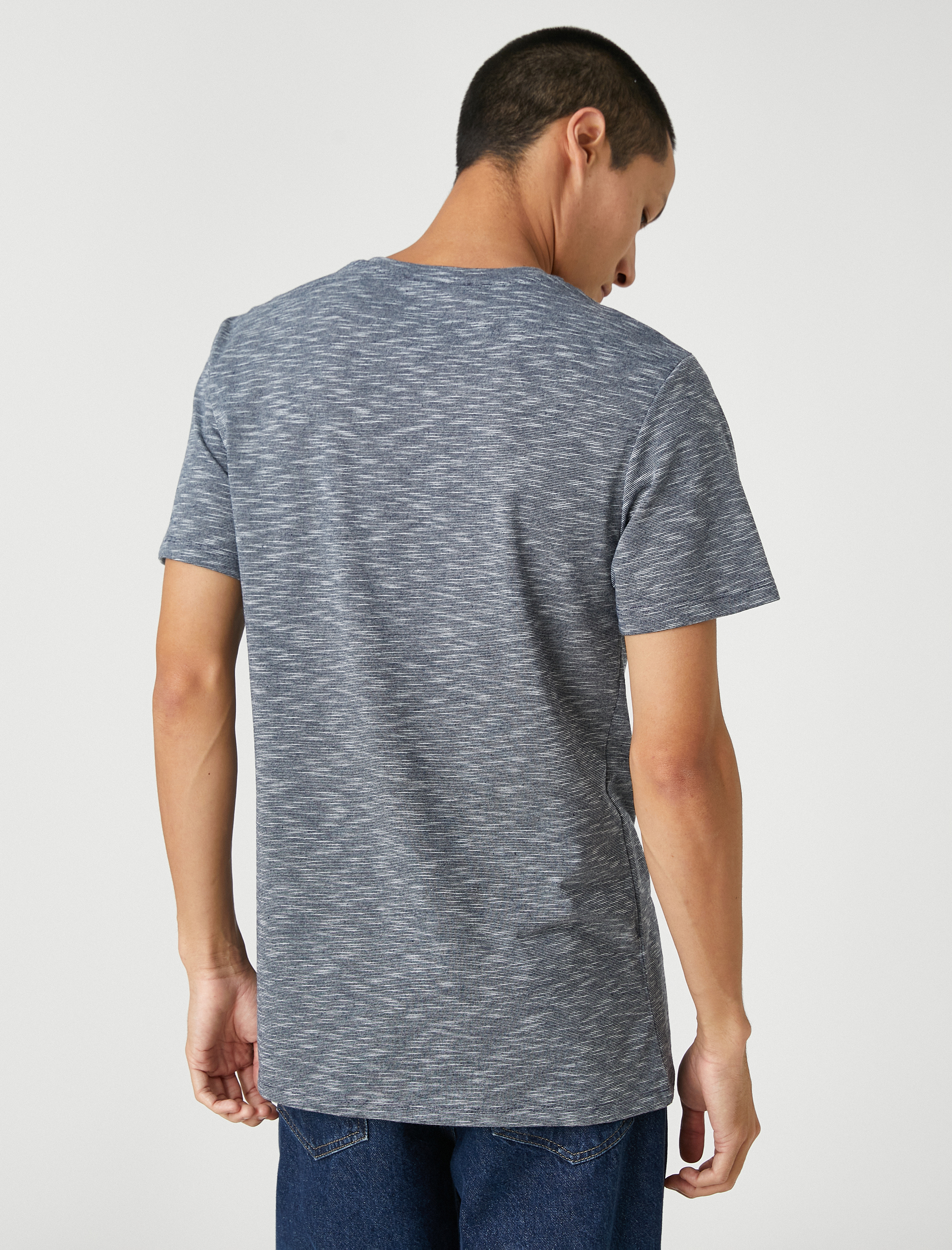   Basic Kırçıllı Tişört Bisiklet Yaka Slim Fit