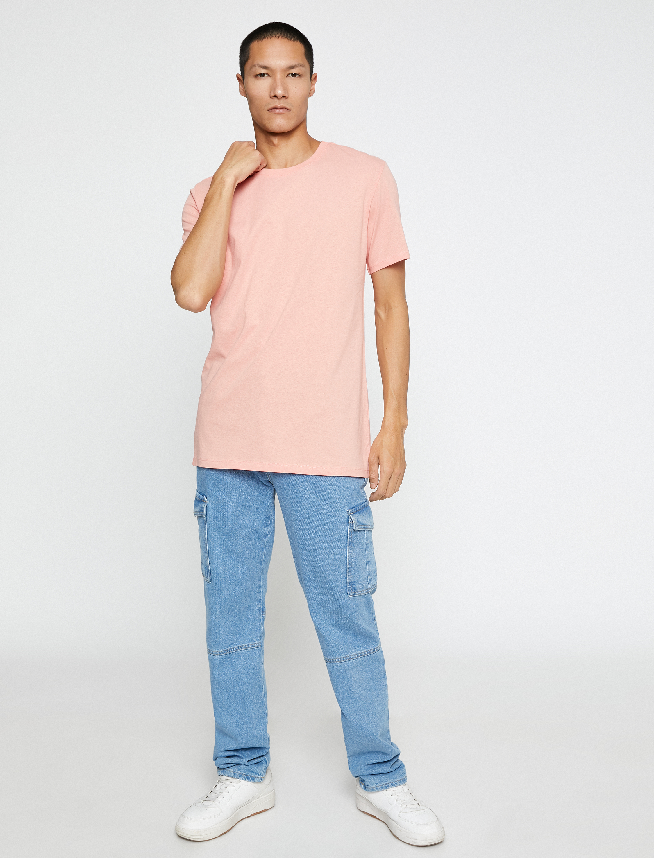 Basic Tişört Slim Fit Bisiklet Yaka Kısa Kollu Pamuklu