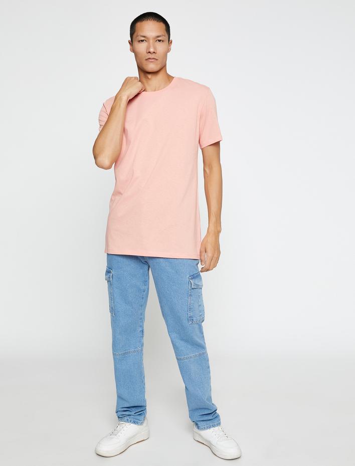  Basic Tişört Slim Fit Bisiklet Yaka Kısa Kollu Pamuklu