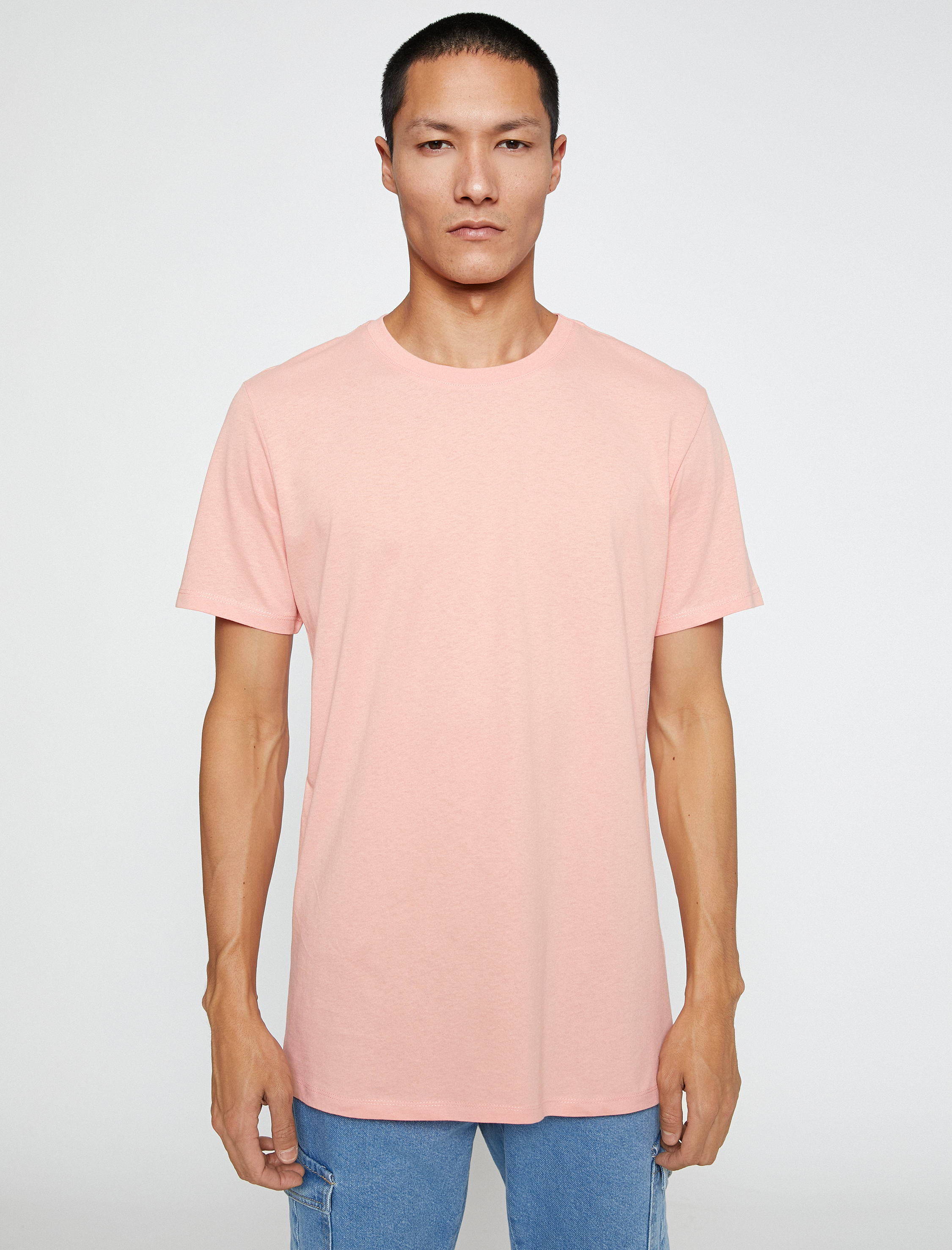 Basic Tişört Slim Fit Bisiklet Yaka Kısa Kollu Pamuklu