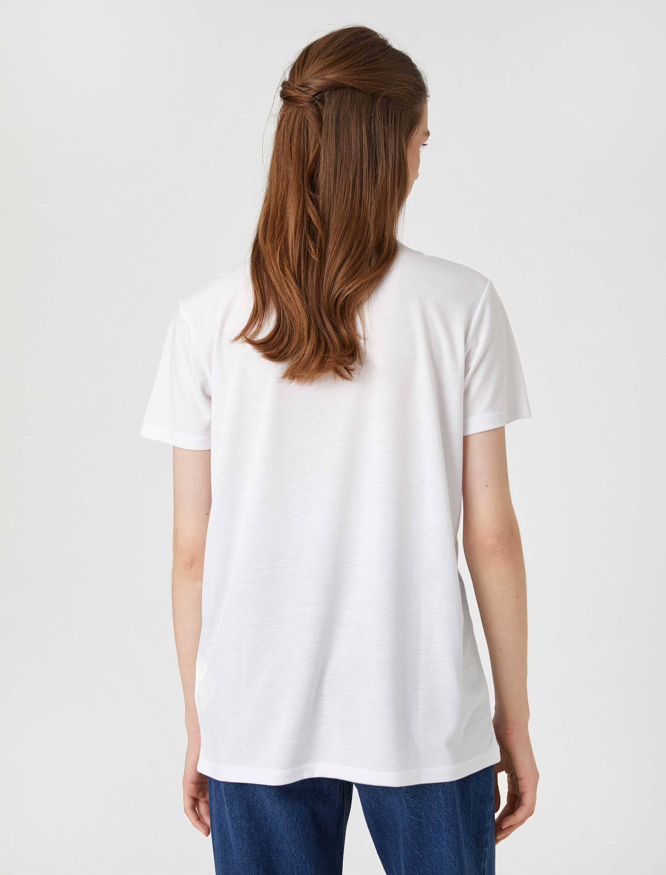   Taşlı Tişört Kısa Kollu Bisiklet Yaka