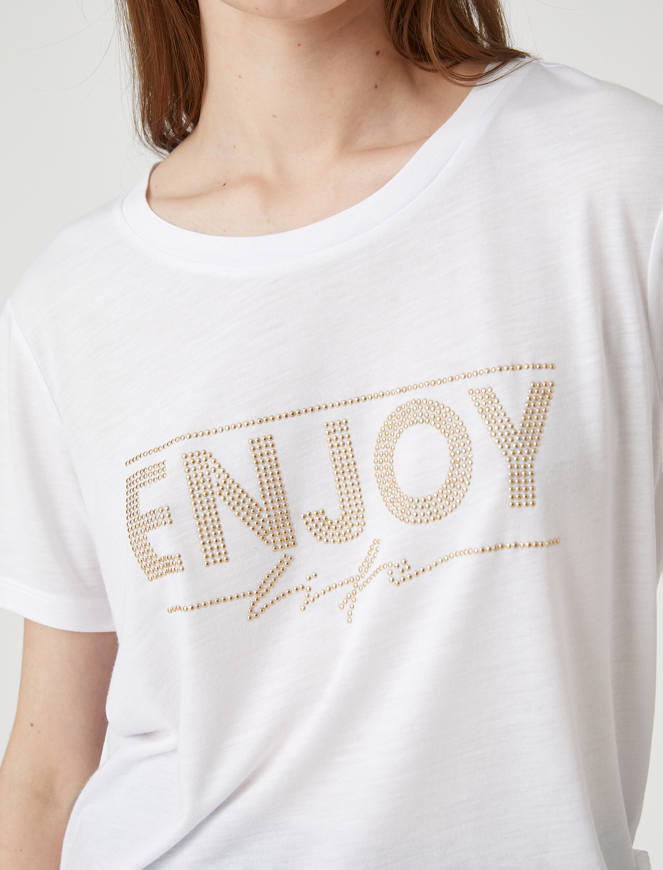   Taşlı Tişört Kısa Kollu Bisiklet Yaka