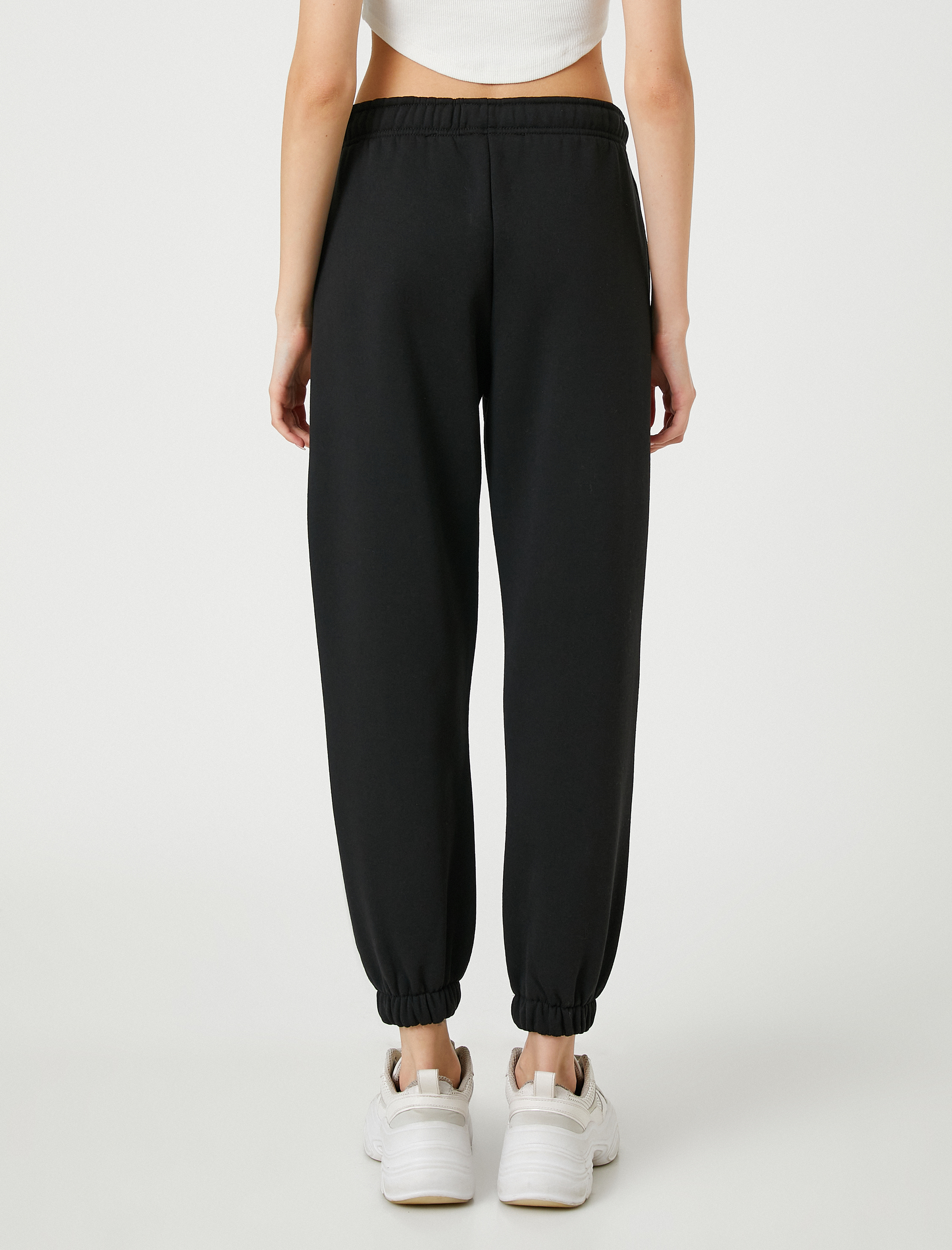   Şardonlu Jogger Eşofman Altı İşlemeli Cep Detaylı Paçası Beli Lastikli