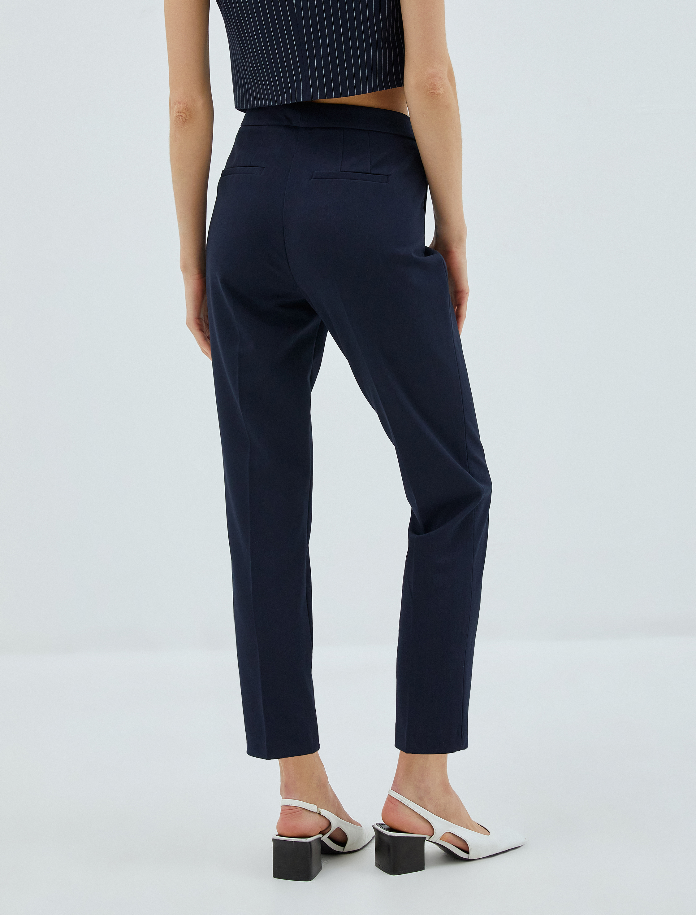   Cigarette Kumaş Pantolon Crop Düz Paça