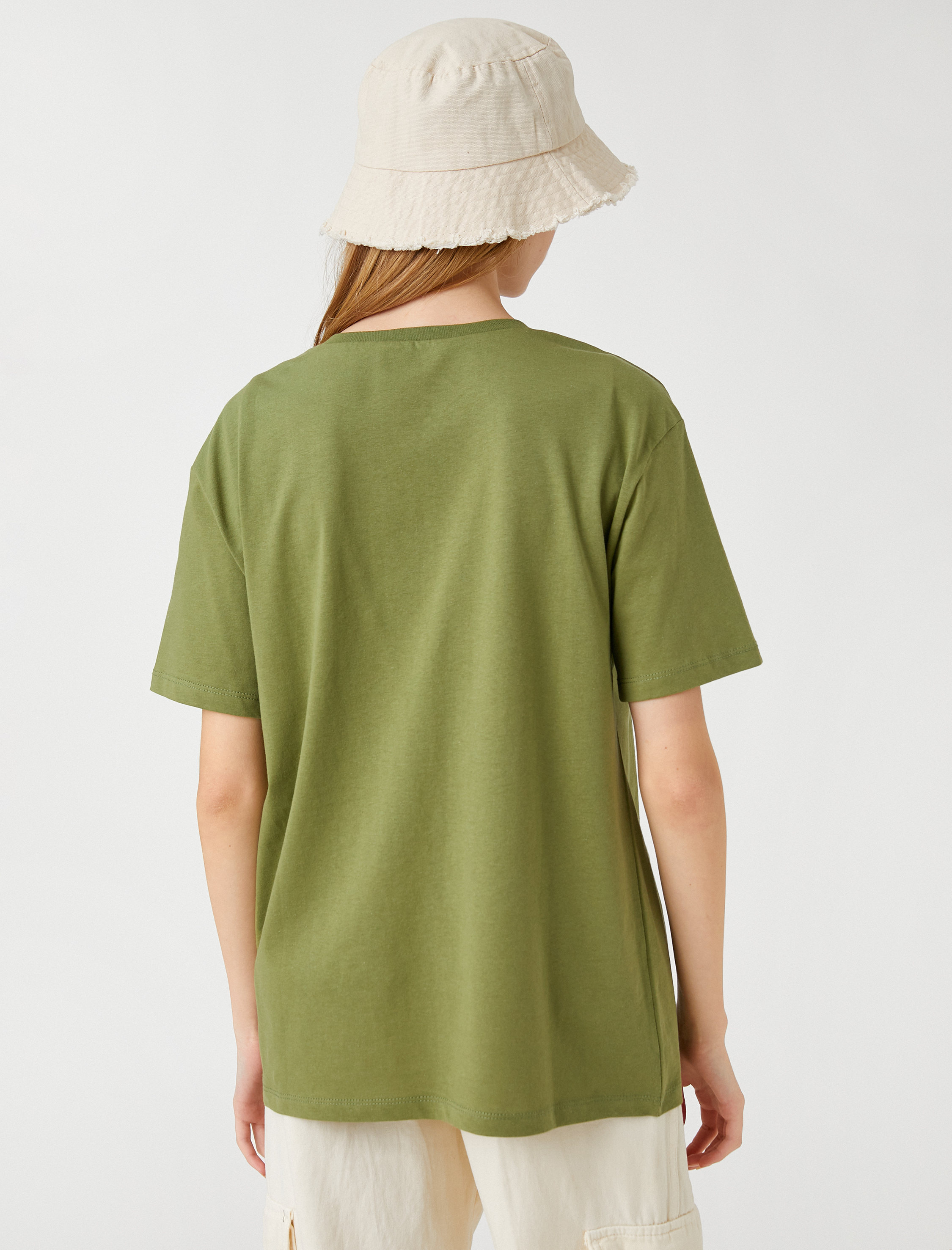   Kısa Kollu Tişört Kelebek Baskılı Bisiklet Yaka