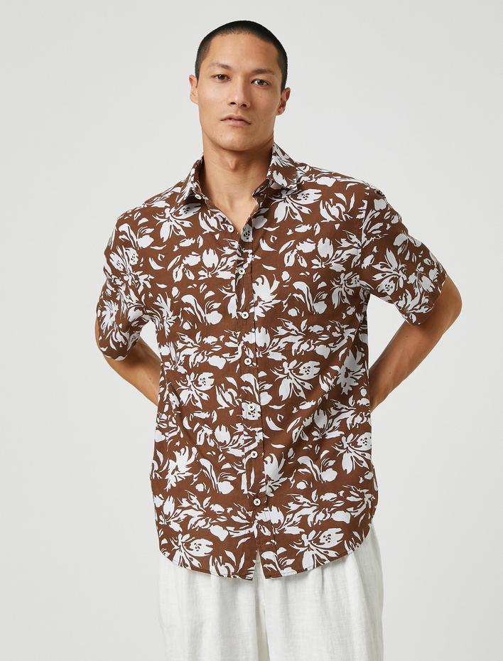  Yazlık Gömlek Çiçekli Kısa Kollu Klasik Yaka